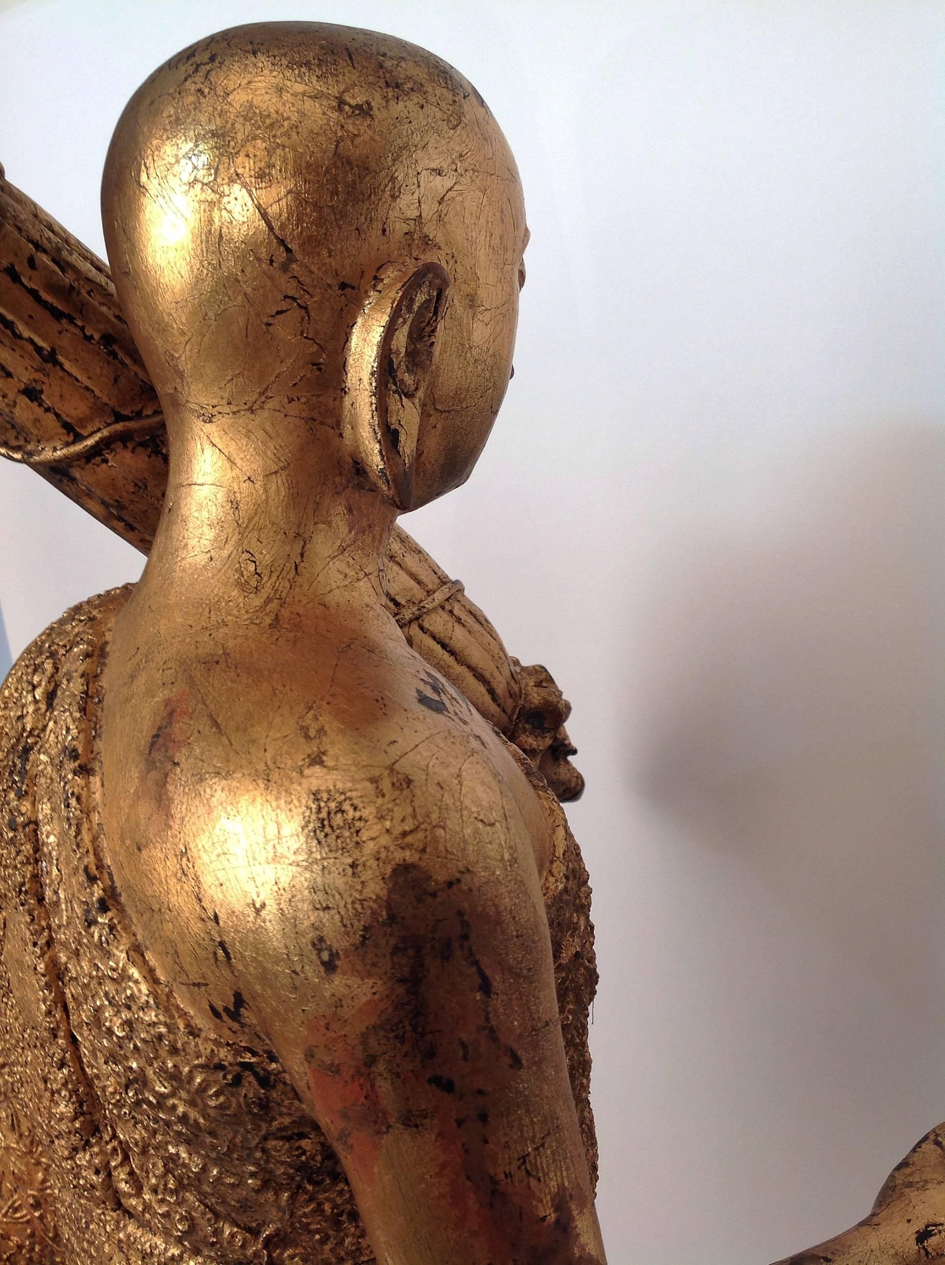 Solid Cast Bronze Traveling Monk For Sale 2