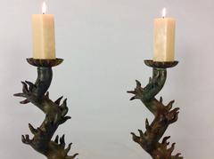Pair of Bronze Candlesticks by Luciano Tempo