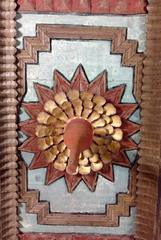 Burmese Temple Ceiling Panel with Lotus Center