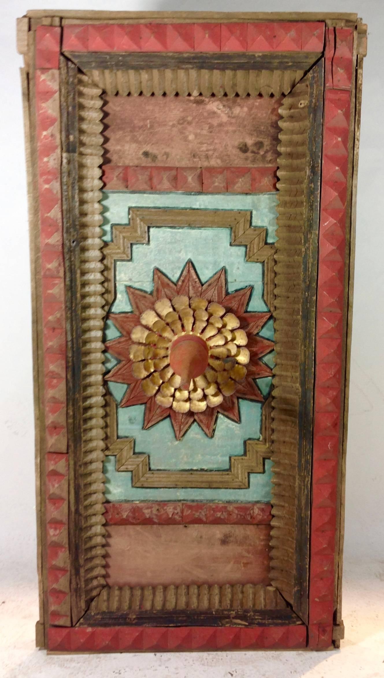 Burmese Temple Ceiling Panel with Lotus Center In Good Condition For Sale In San Francisco, CA