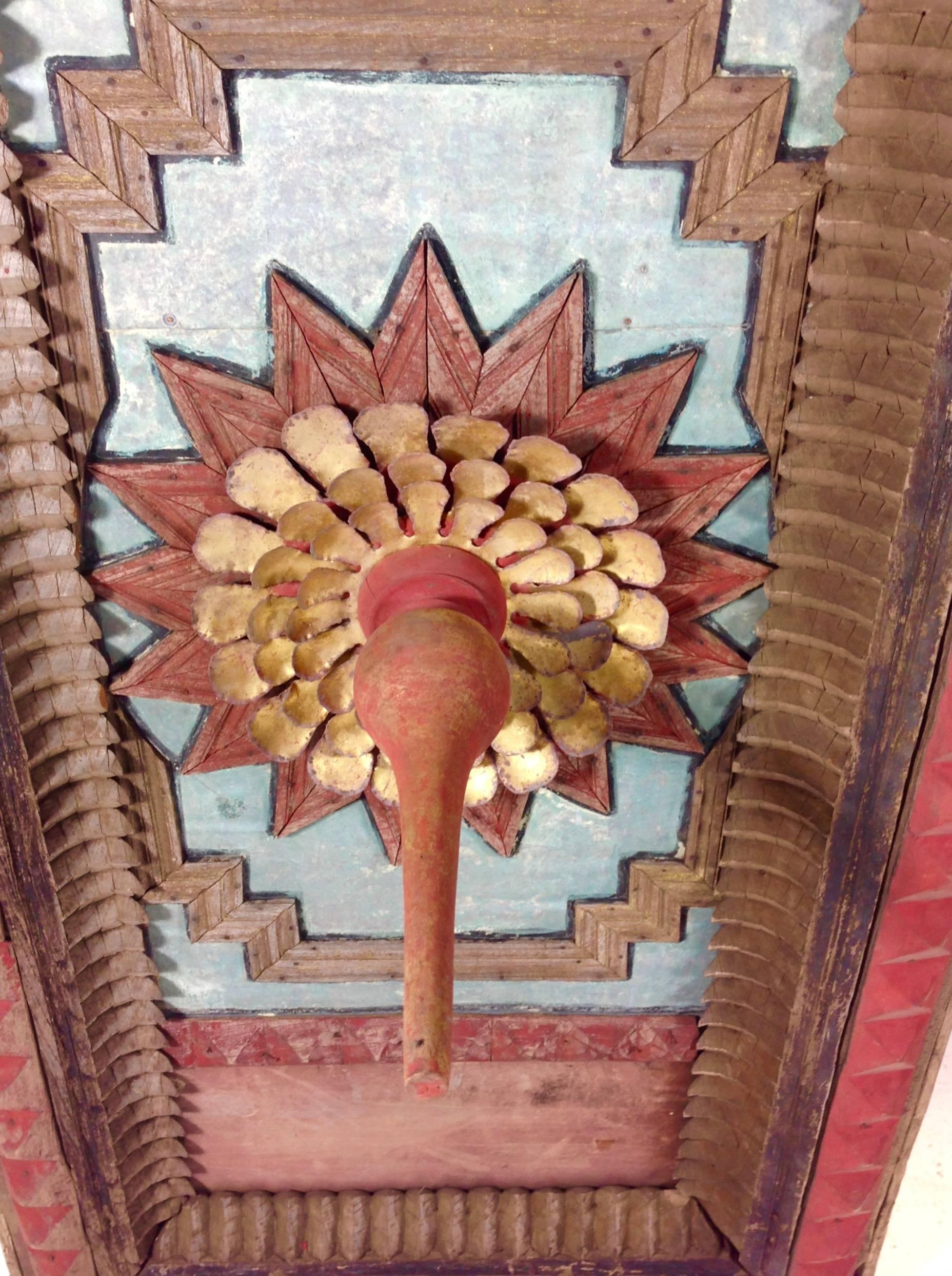 19th Century Burmese Temple Ceiling Panel with Lotus Center For Sale