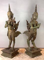 Pair of Thai Kinari Bronze Figures