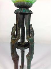 Murano Glass Hurricane with Bronze Greyhound Base