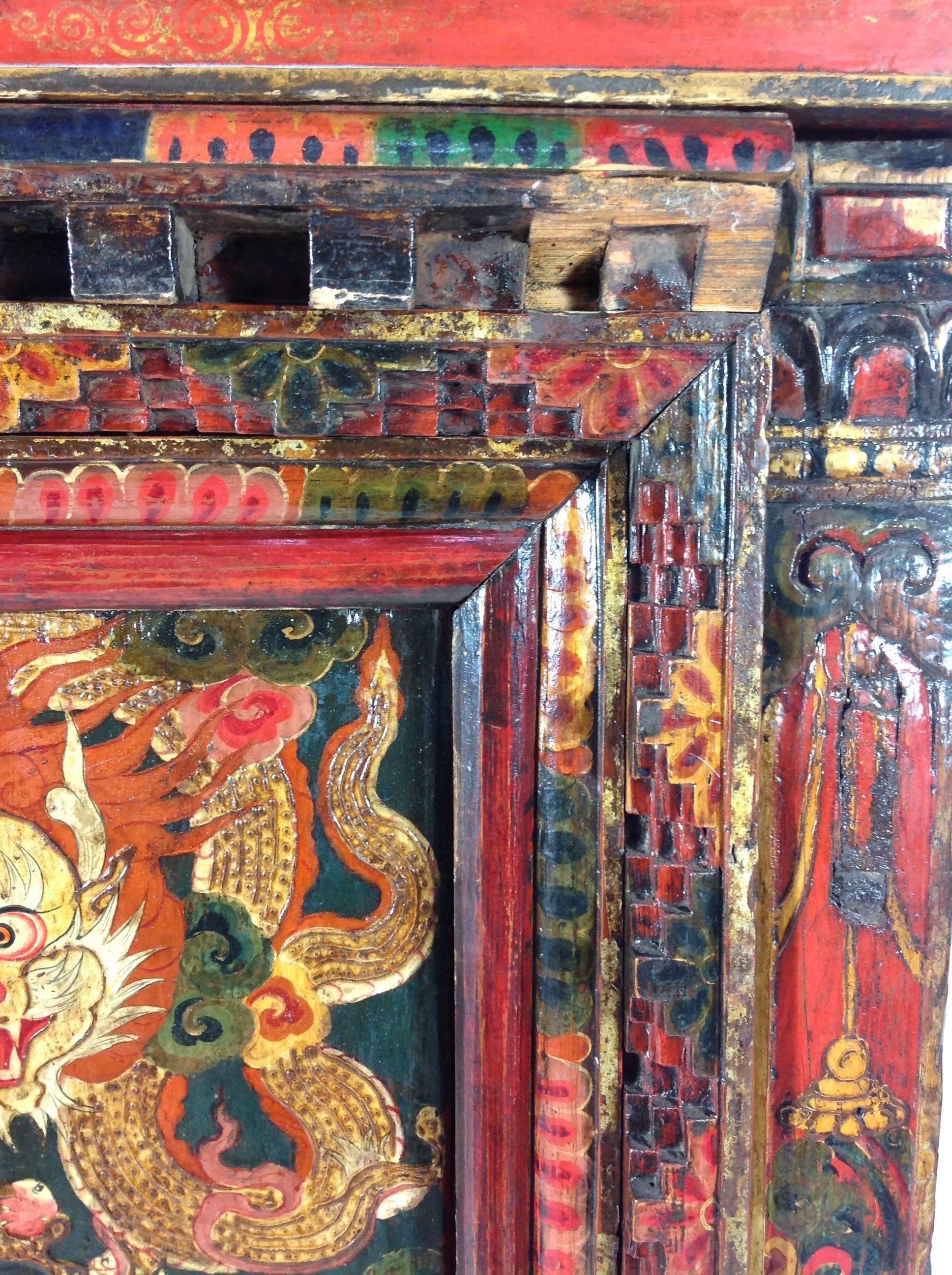 Wood Tibetan Altar Chest, Late 19th Century For Sale