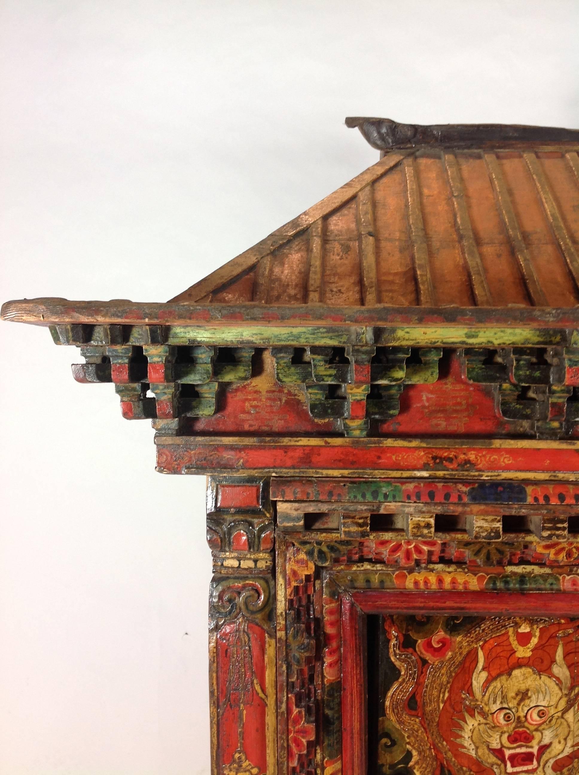 A wonderfully painted Tibetan altar chest with original painted motifs.