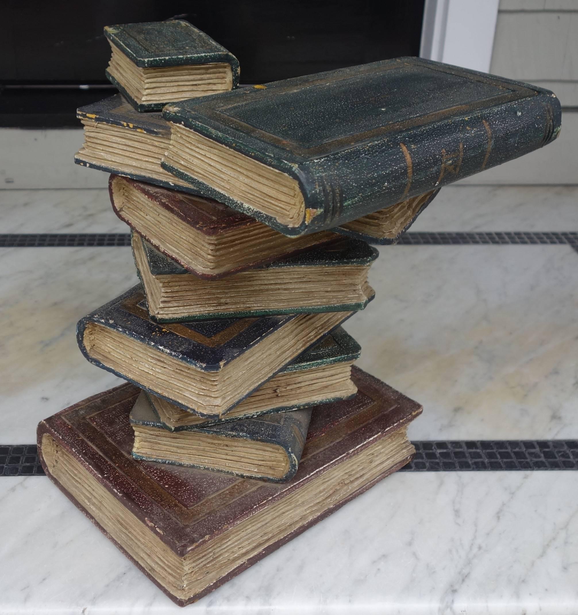 French Napoleon III Style Stacked Wooden Book Side Table