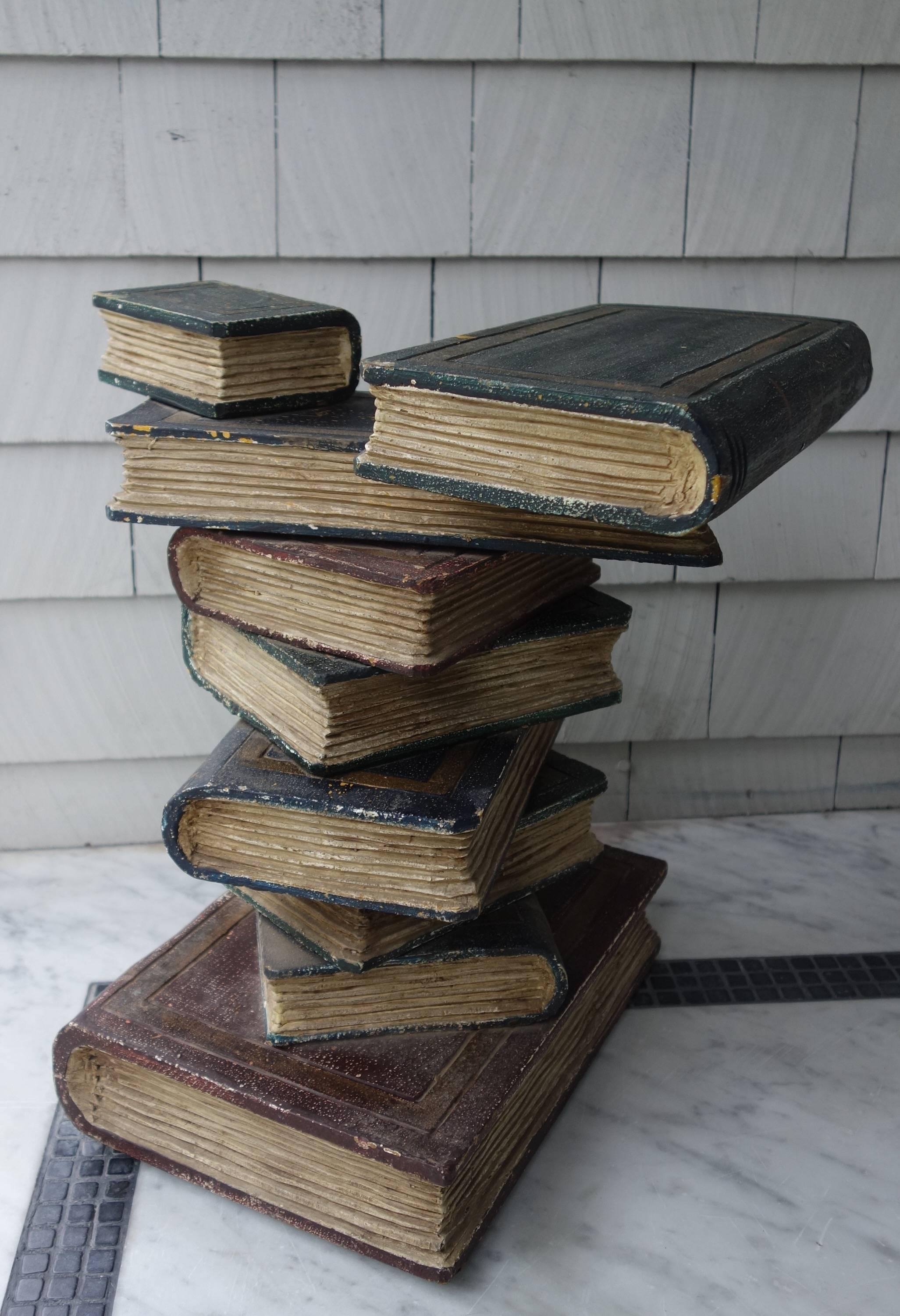 Napoleon III Style Stacked Wooden Book Side Table 1
