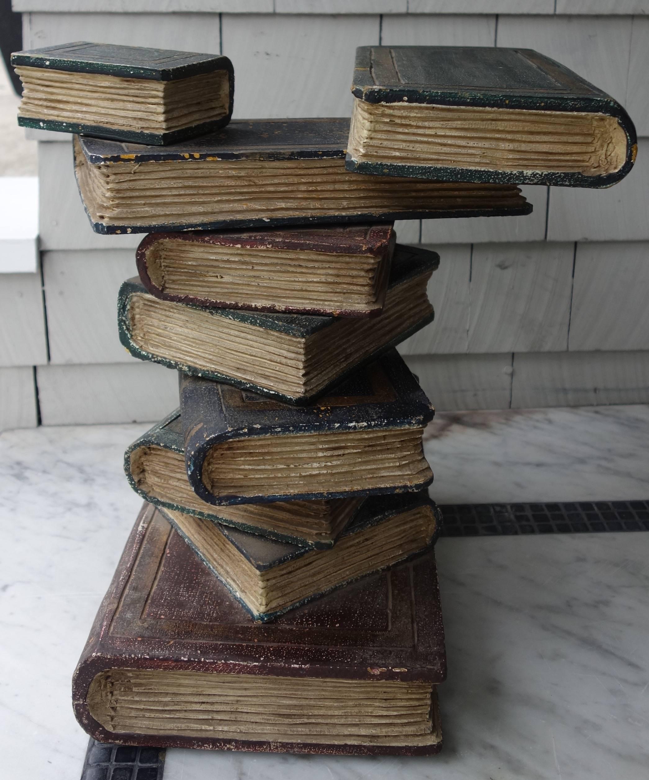 Early 20th Century Napoleon III Style Stacked Wooden Book Side Table