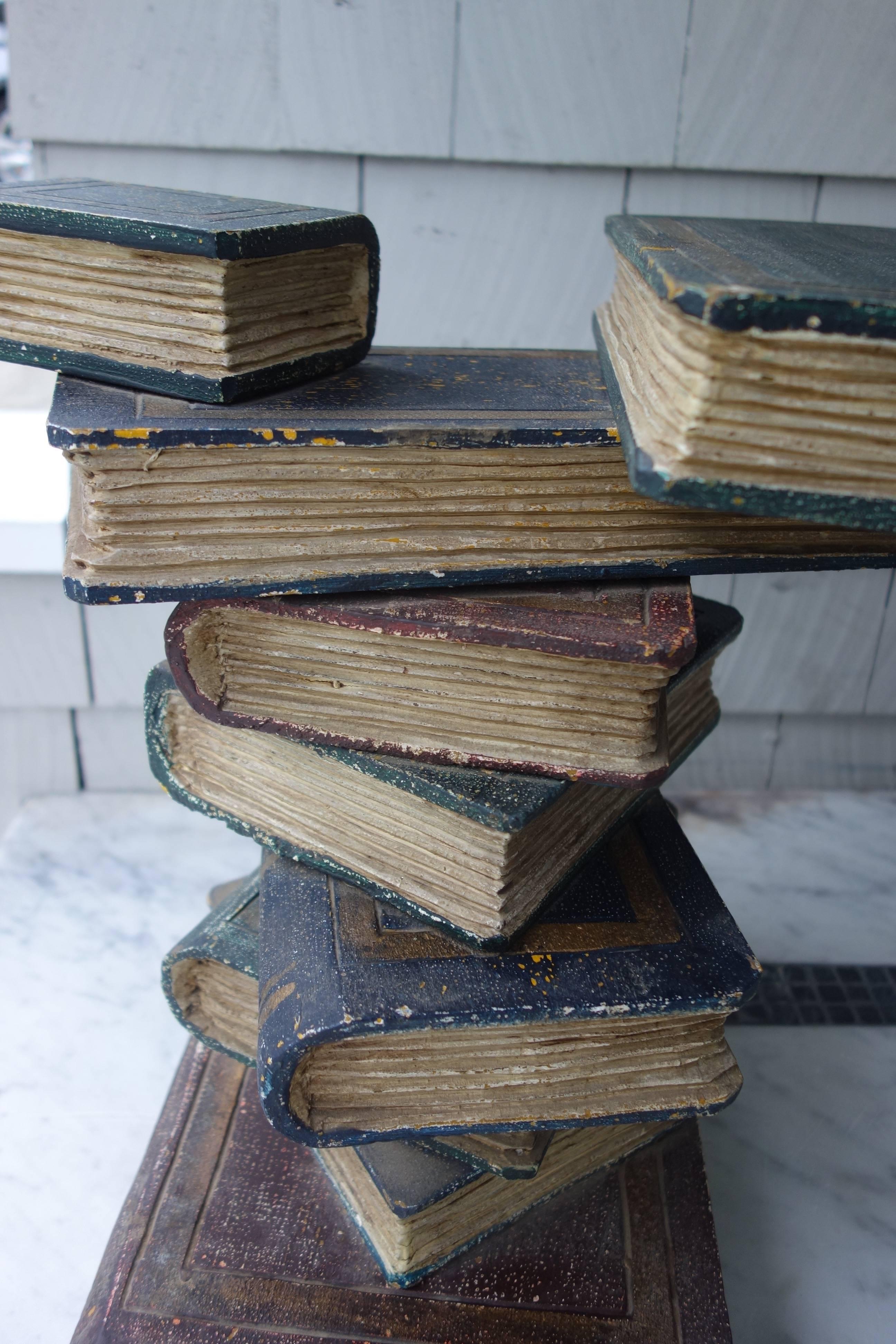 Napoleon III Style Stacked Wooden Book Side Table In Good Condition In San Francisco, CA