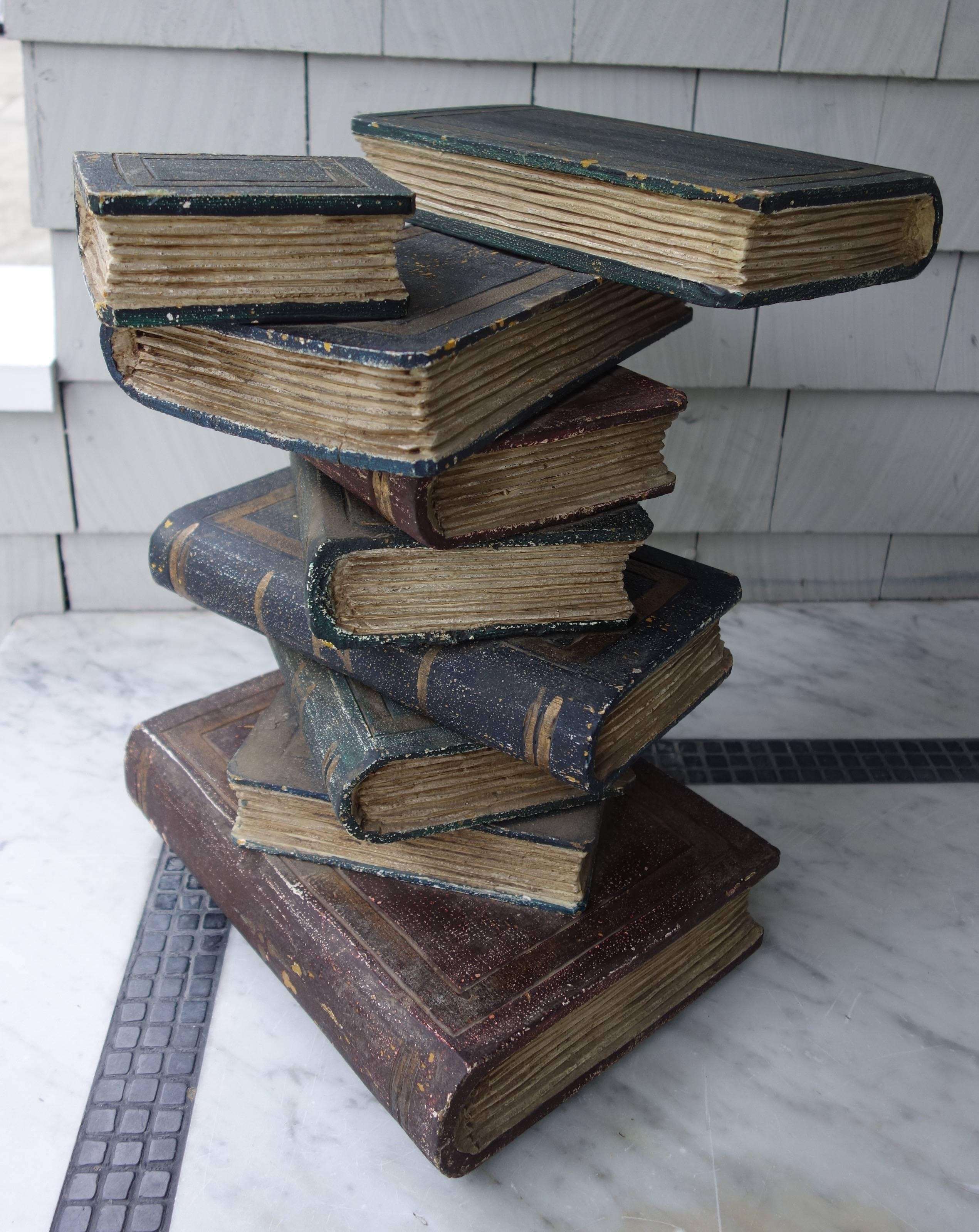 Painted Napoleon III Style Stacked Wooden Book Side Table