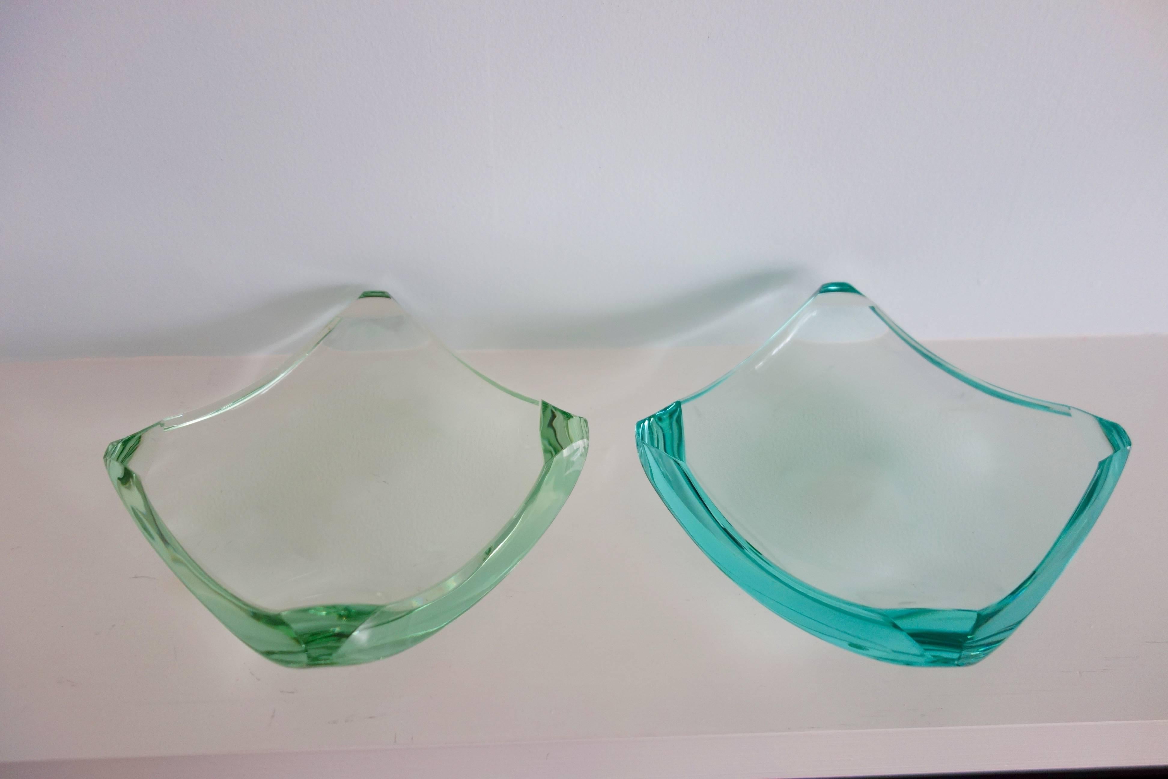 Glass Pair of Erwin Burger for Fontana Arte Dishes, circa 1950 For Sale