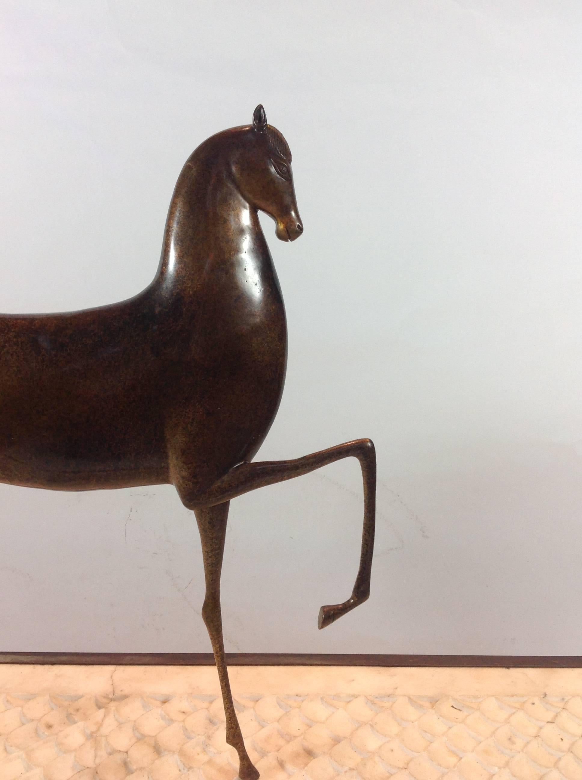 Late 20th Century Bronze Art Deco Style Horse Sculpture For Sale
