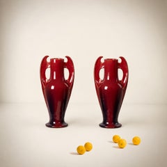 Clément Massier Pair of Sang-de-Boeuf Art Nouveau Vases, France, circa 1900
