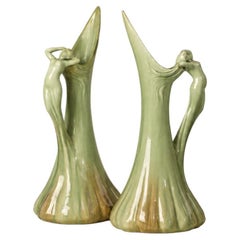 JERÔME MASSIER, pair of ceramic vases, France, circa 1900