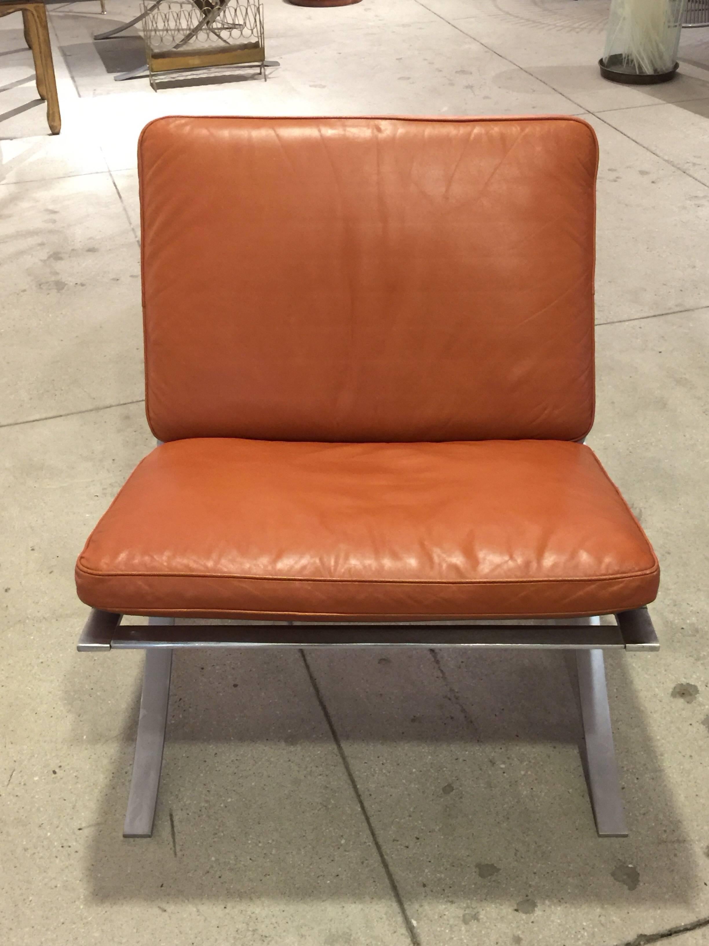 American Pair of Mid-Century Modern Chairs with Steel Base