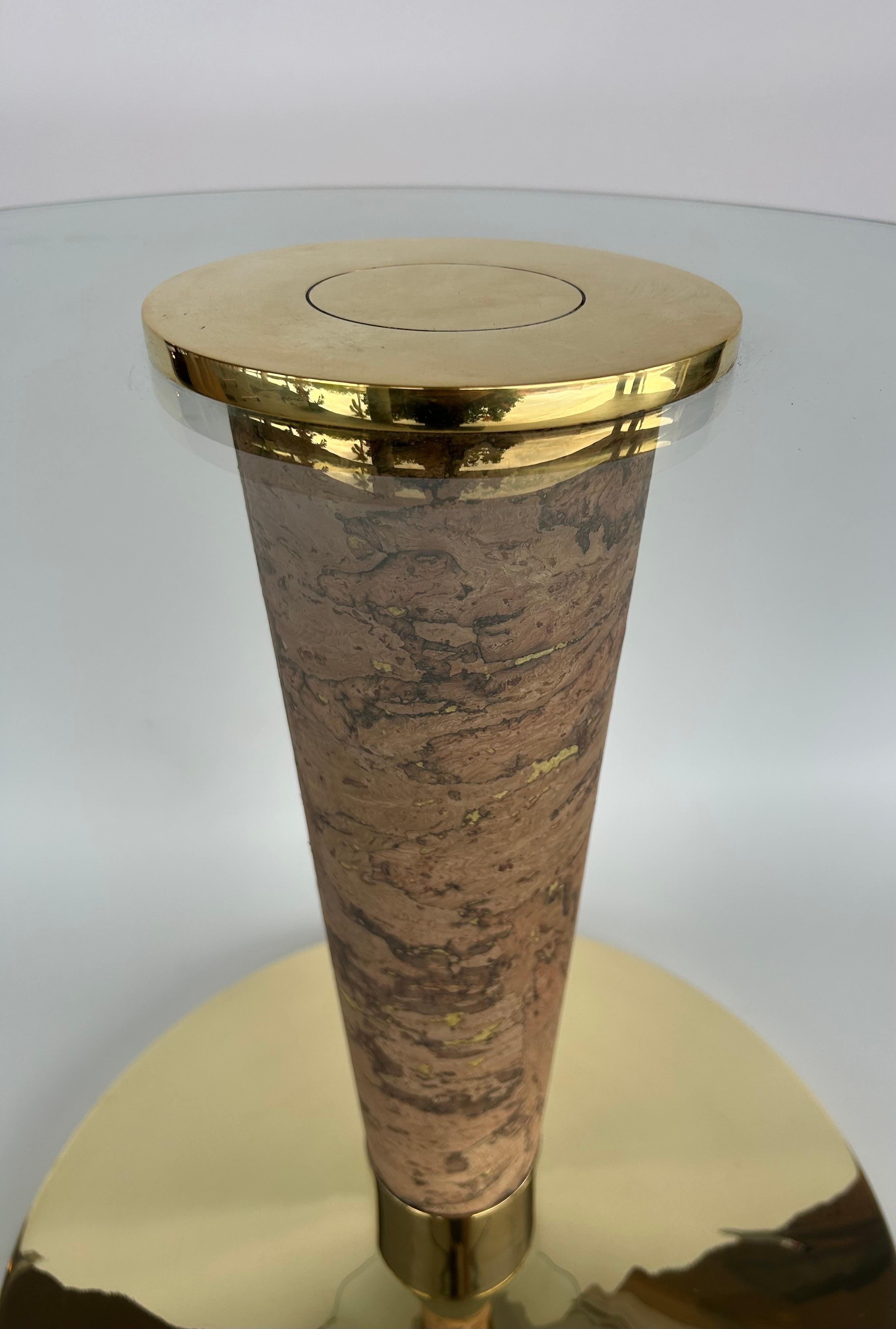 Neoclassical Italian Brass and Cork Drinks Table For Sale