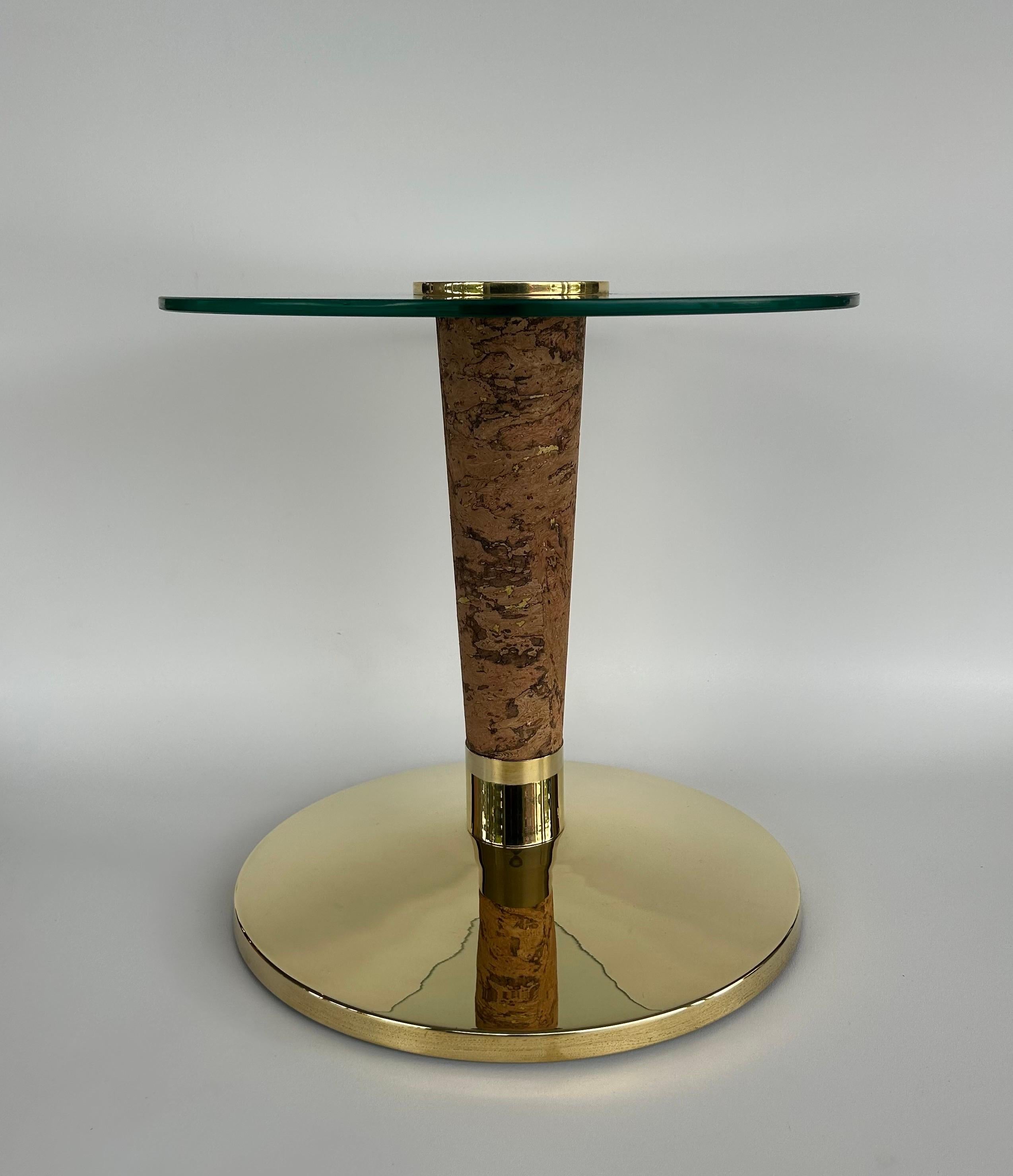 Polished Italian Brass and Cork Drinks Table For Sale
