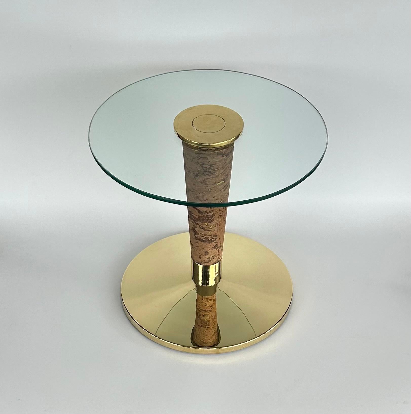 Metal Italian Brass and Cork Drinks Table For Sale
