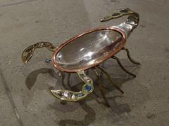 Mexican Scorpion Shaped Metal and Mother pearl Dish