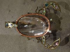 Mexican Scorpion Shaped Metal and Mother pearl Dish