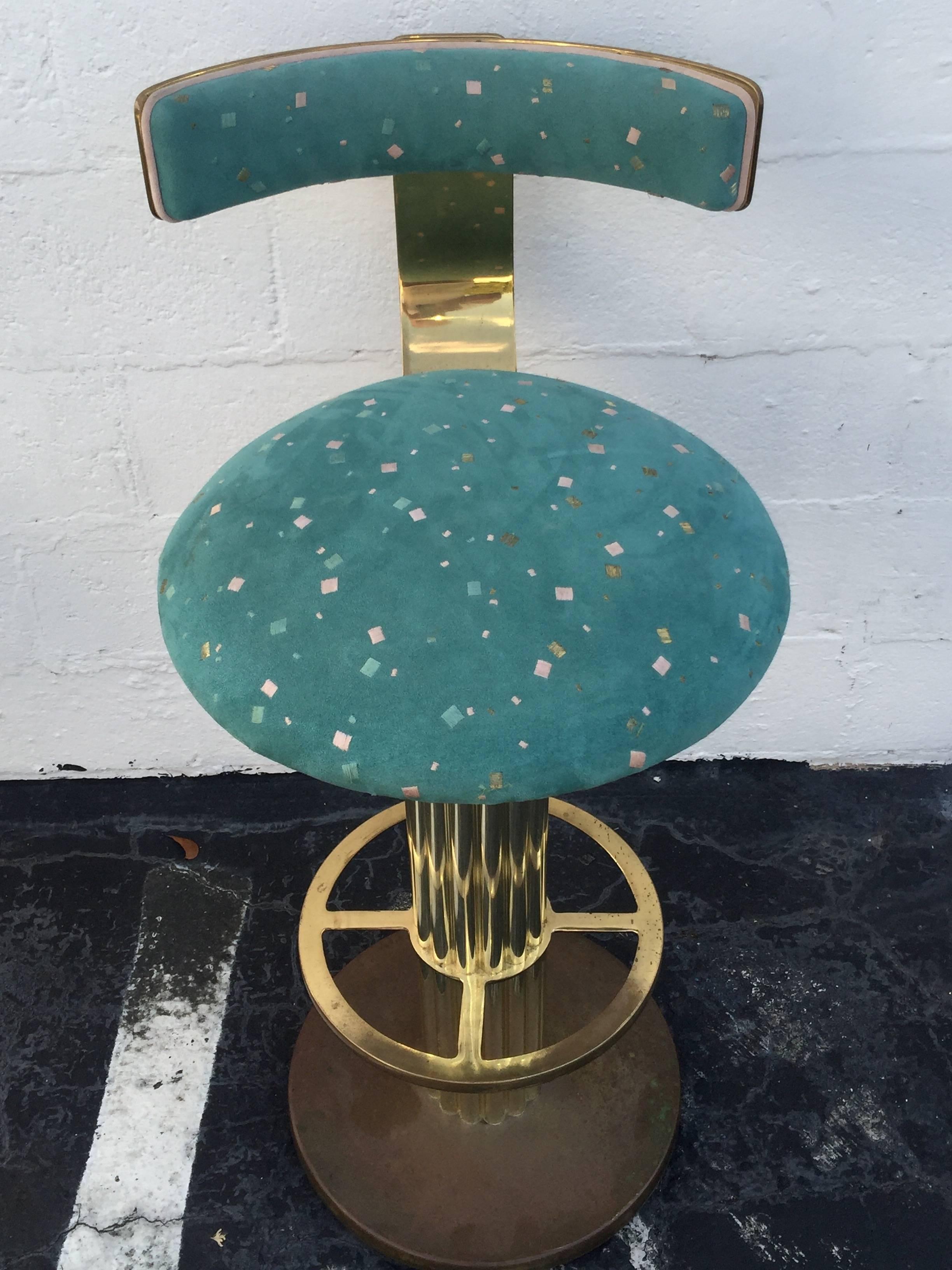 Modern Pair of 'Excalibur' Brass Bar Stools by Design For Leisure