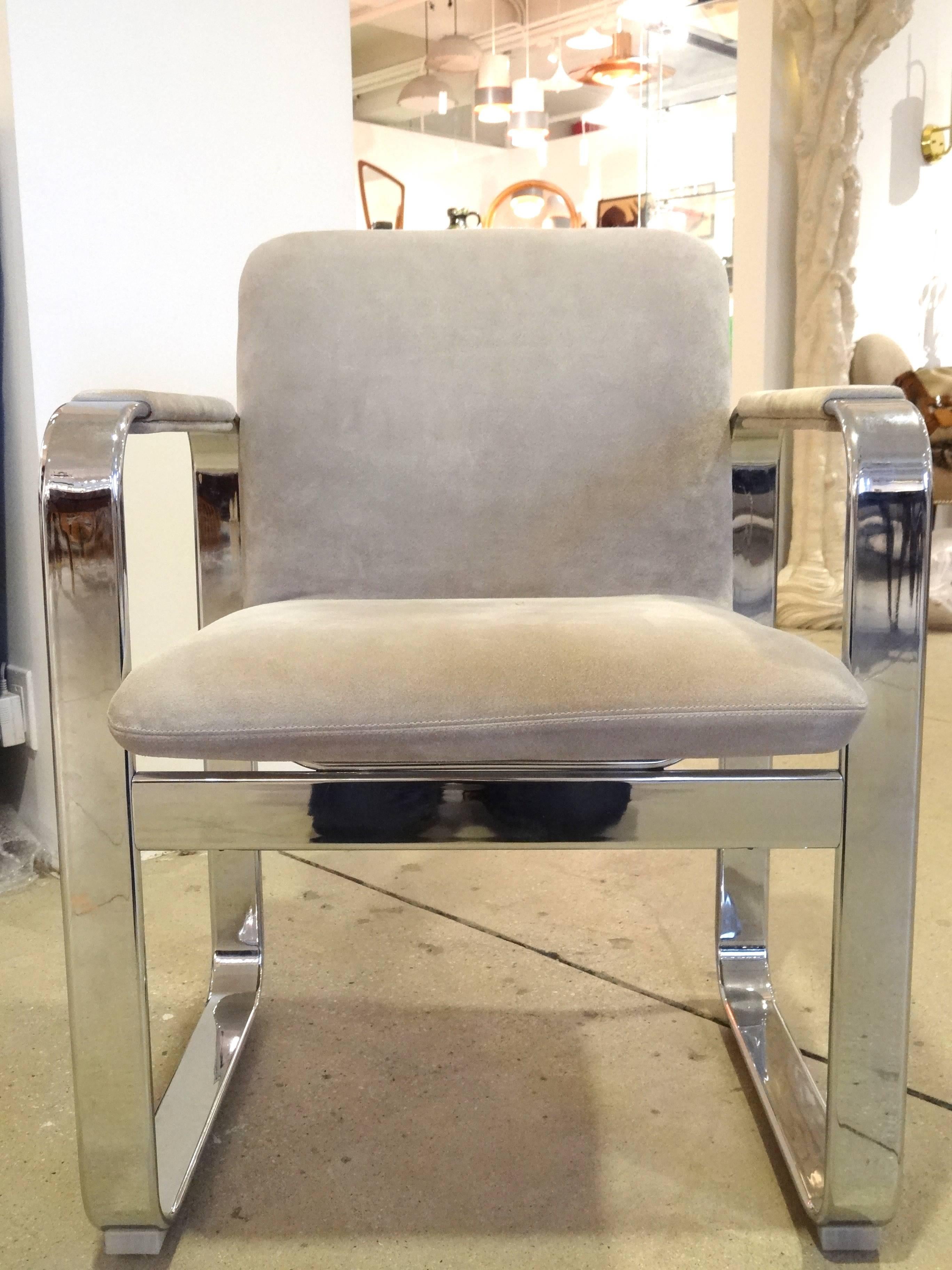 Steel Pair of Italian Armchairs