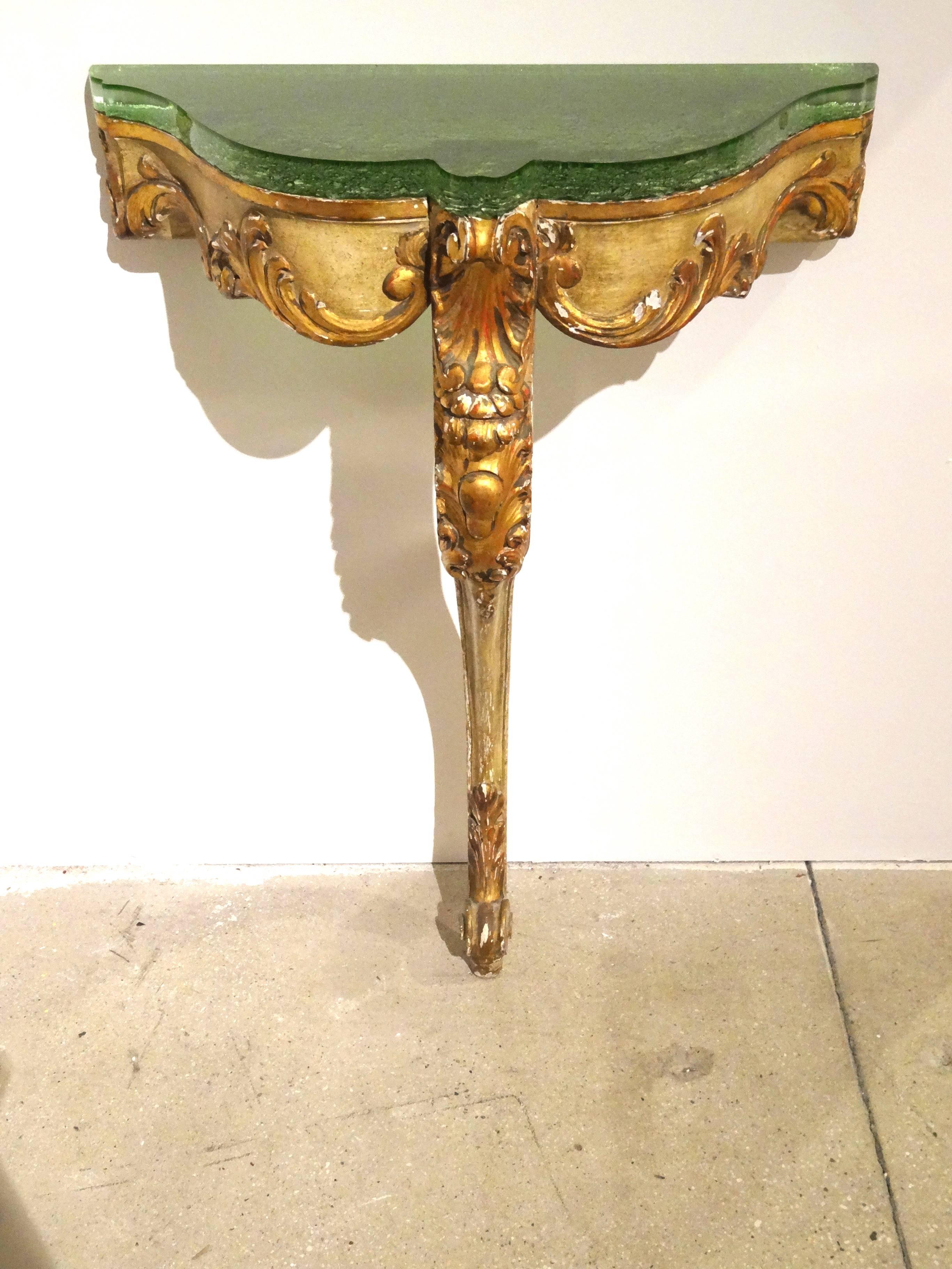 Italian Giltwood and Painted Console In Good Condition For Sale In North Miami, FL