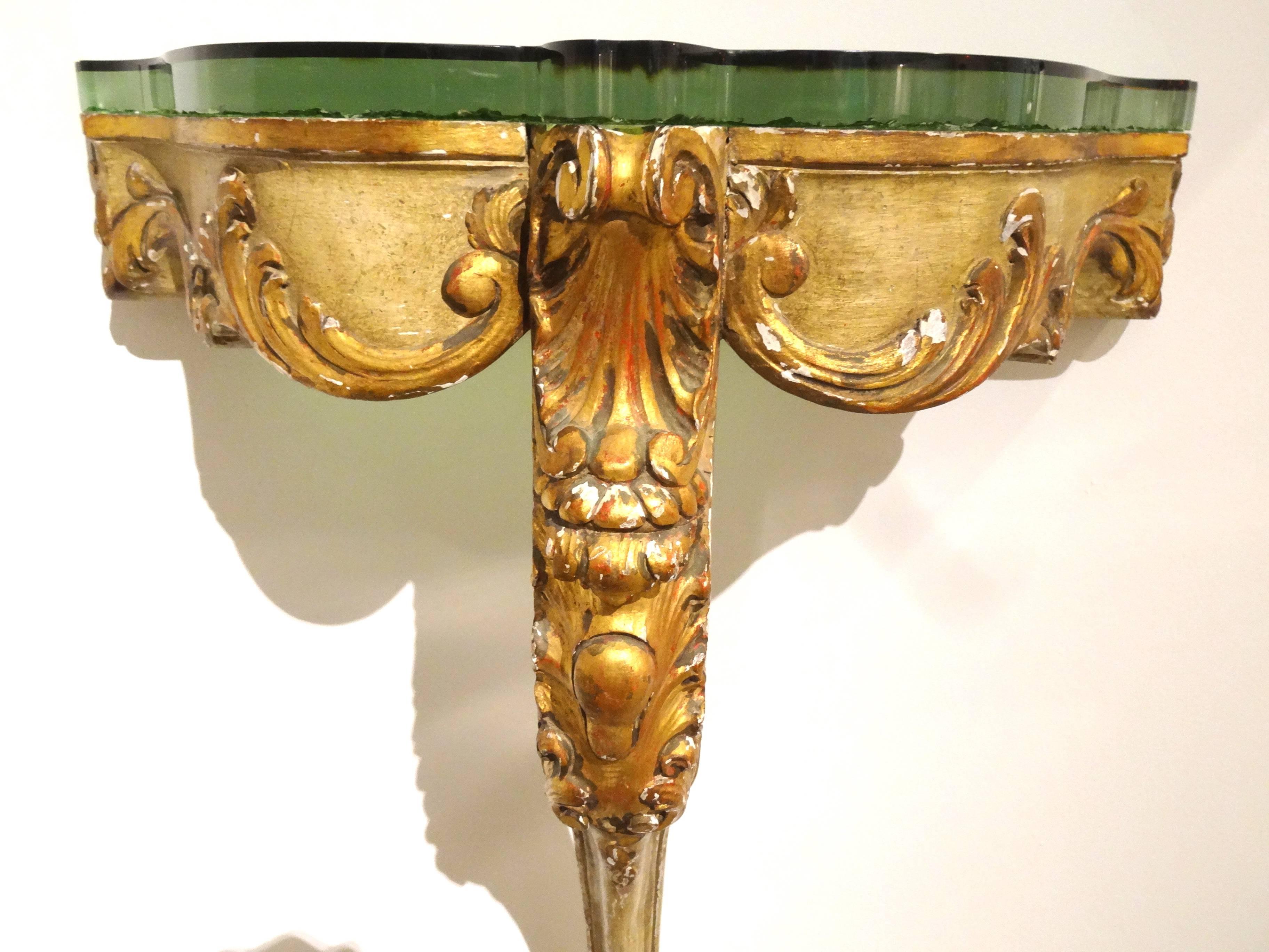 19th Century Italian Giltwood and Painted Console For Sale