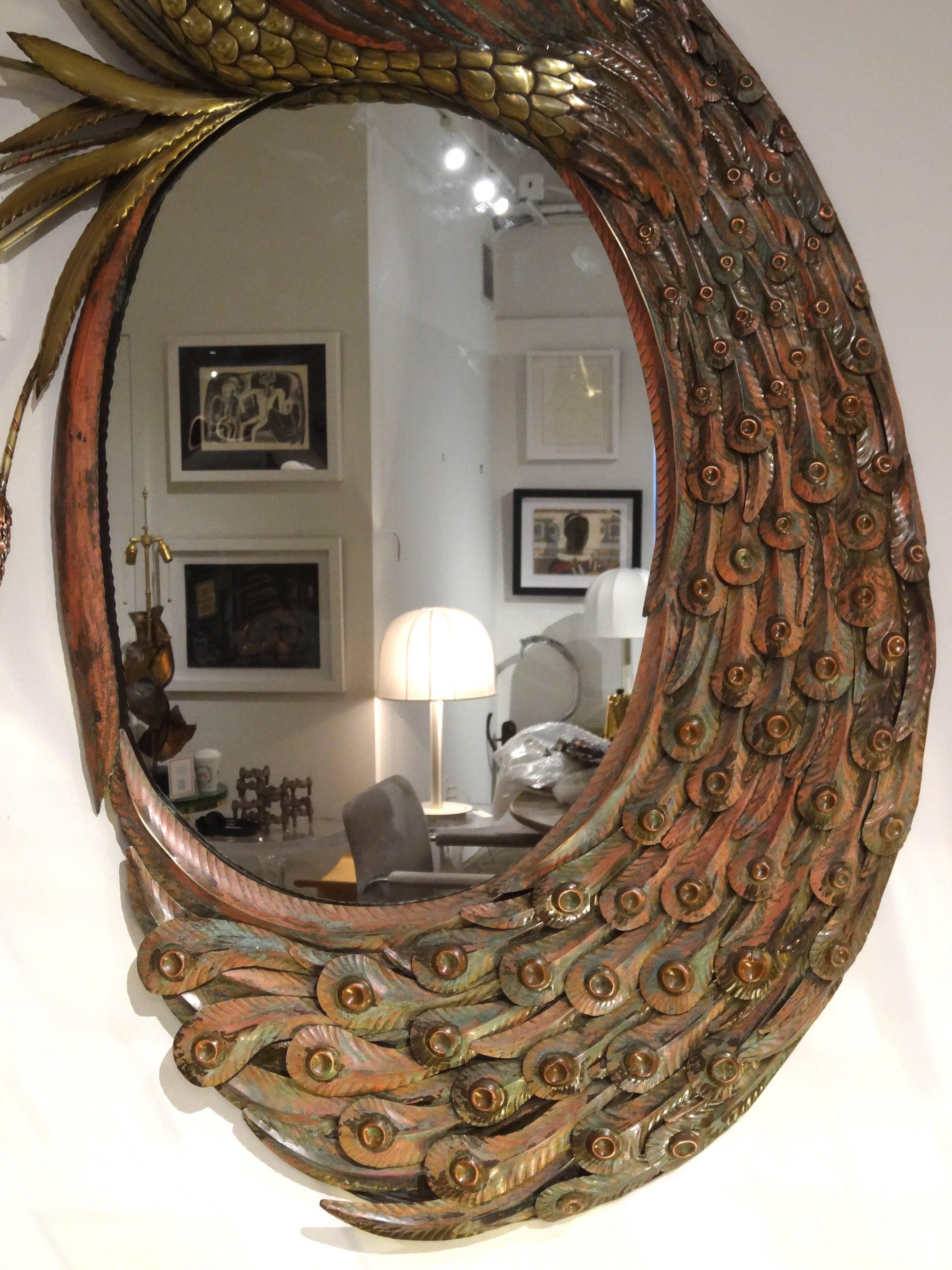 peacock mirror gold
