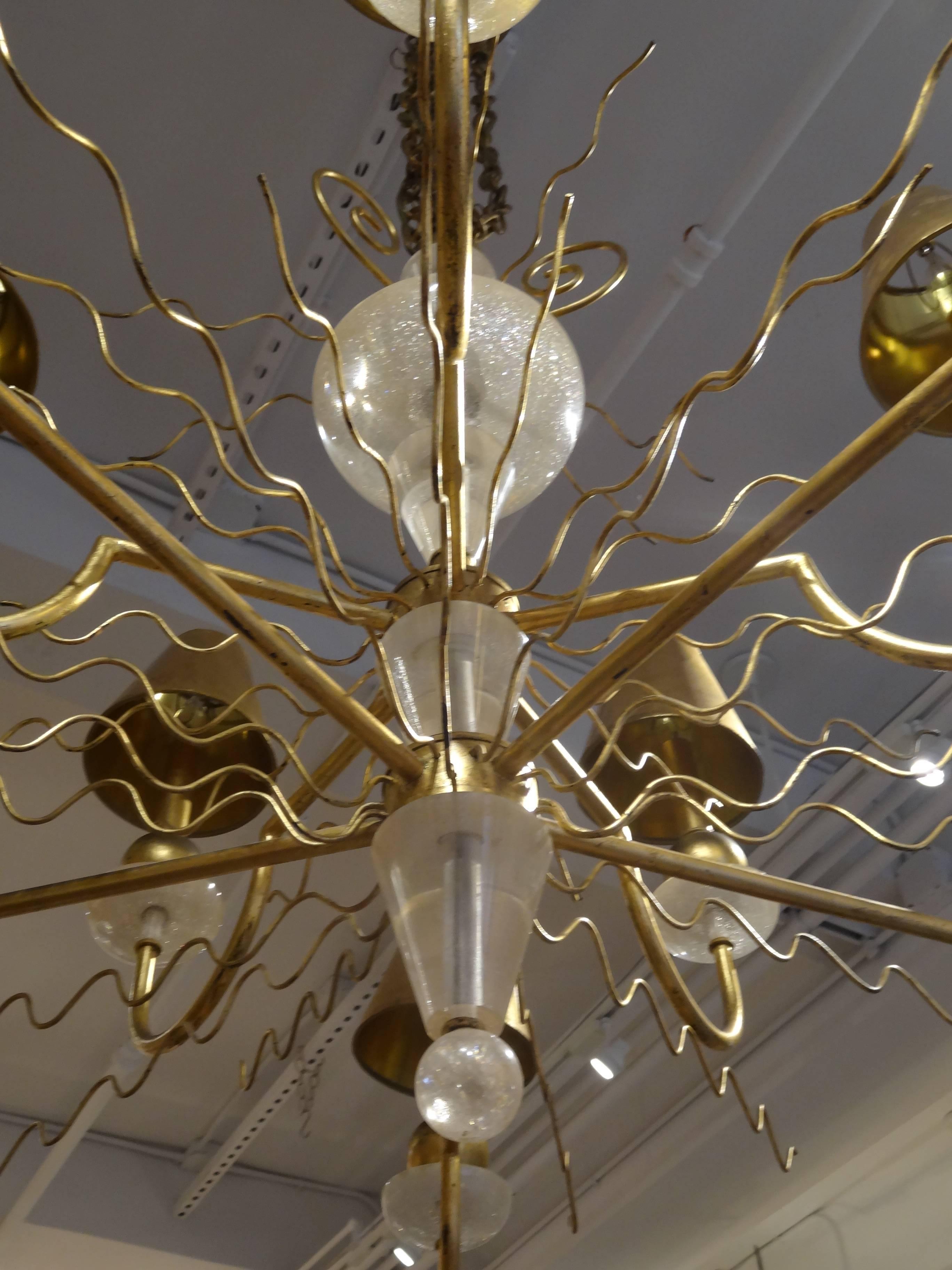 Van Teal Gilded Lucite Chandelier In Excellent Condition In North Miami, FL