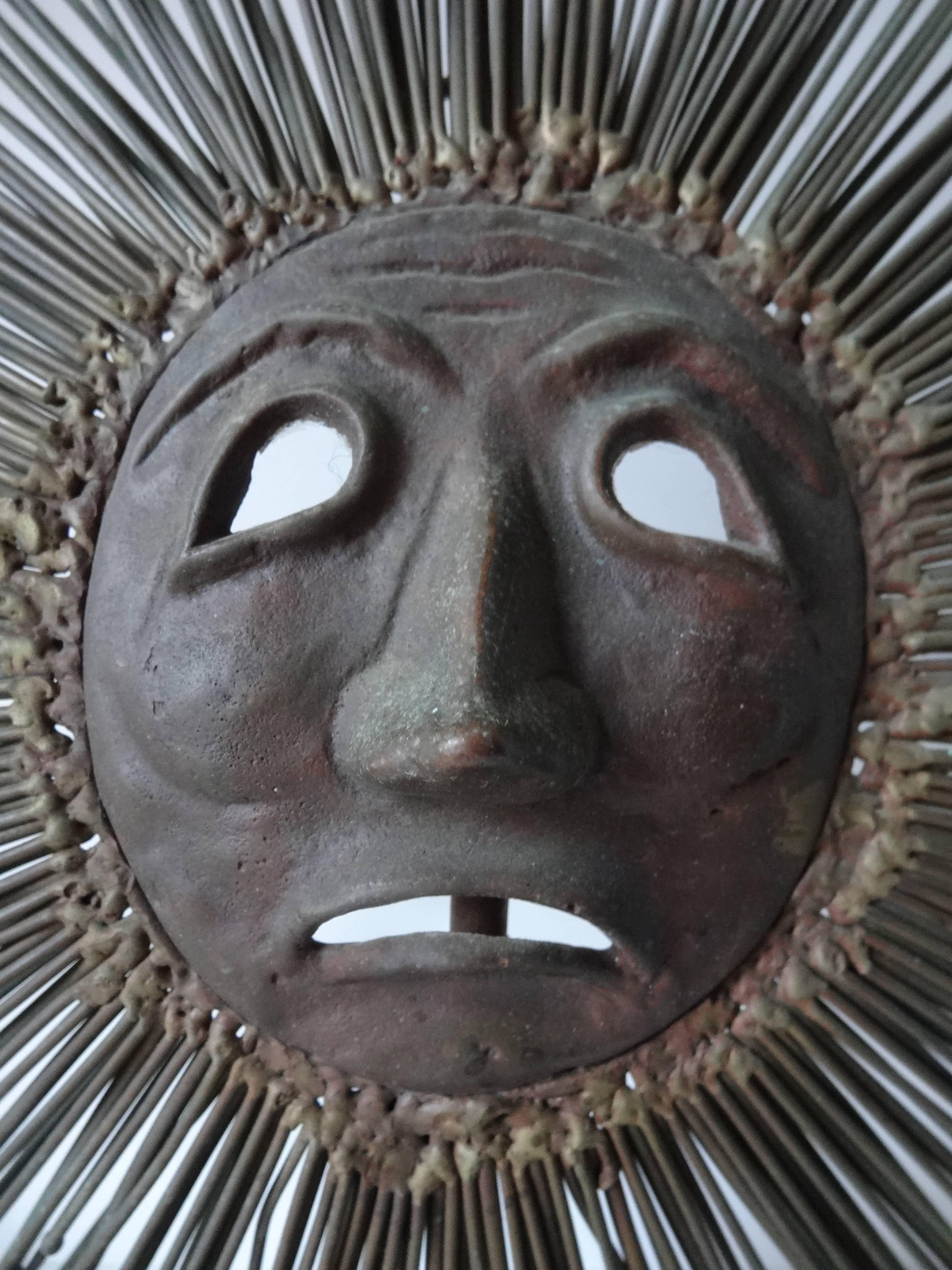 Mid-Century Modern Sun Face Sculpture by Luciano