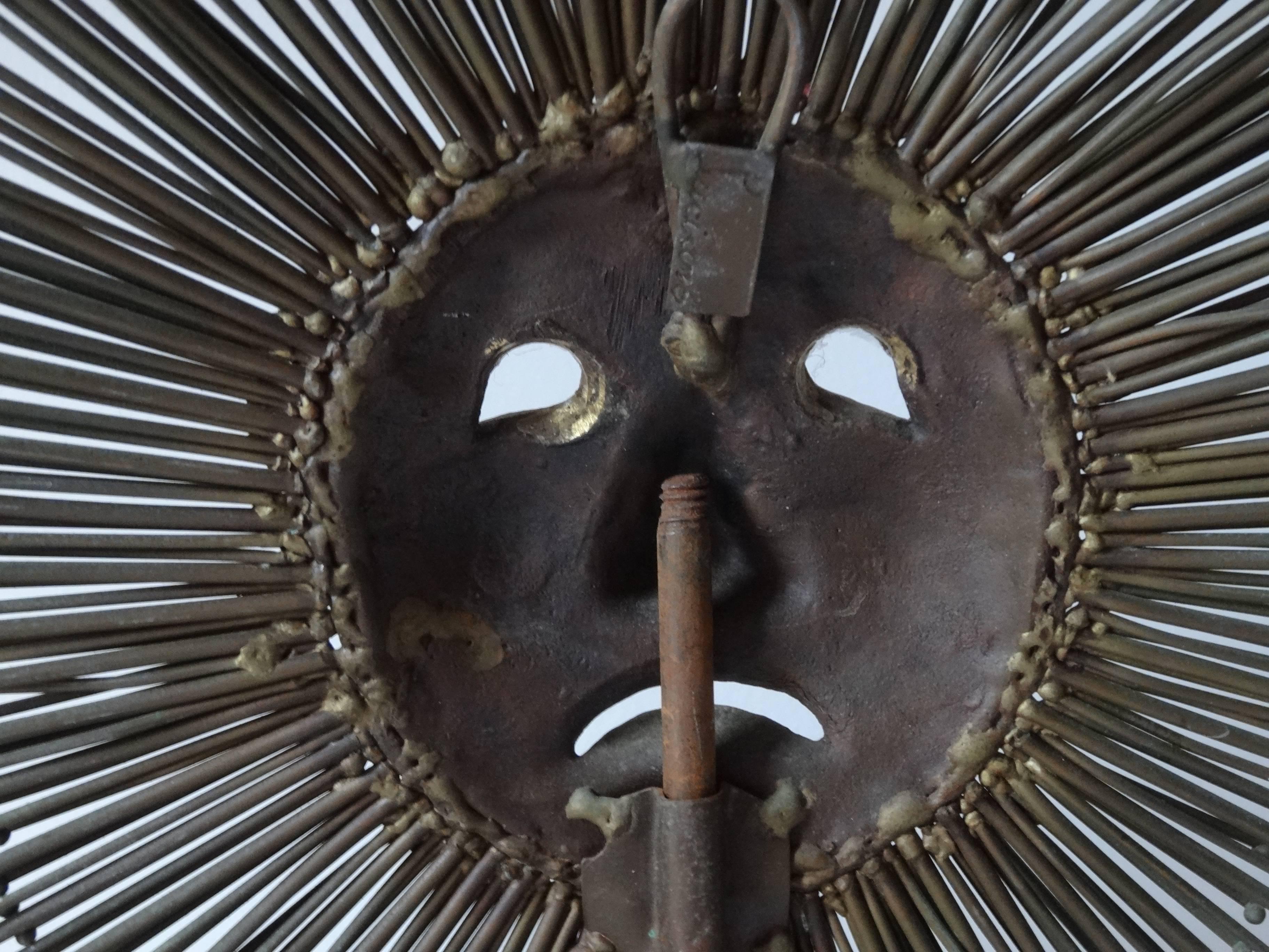 Iron Sun Face Sculpture by Luciano