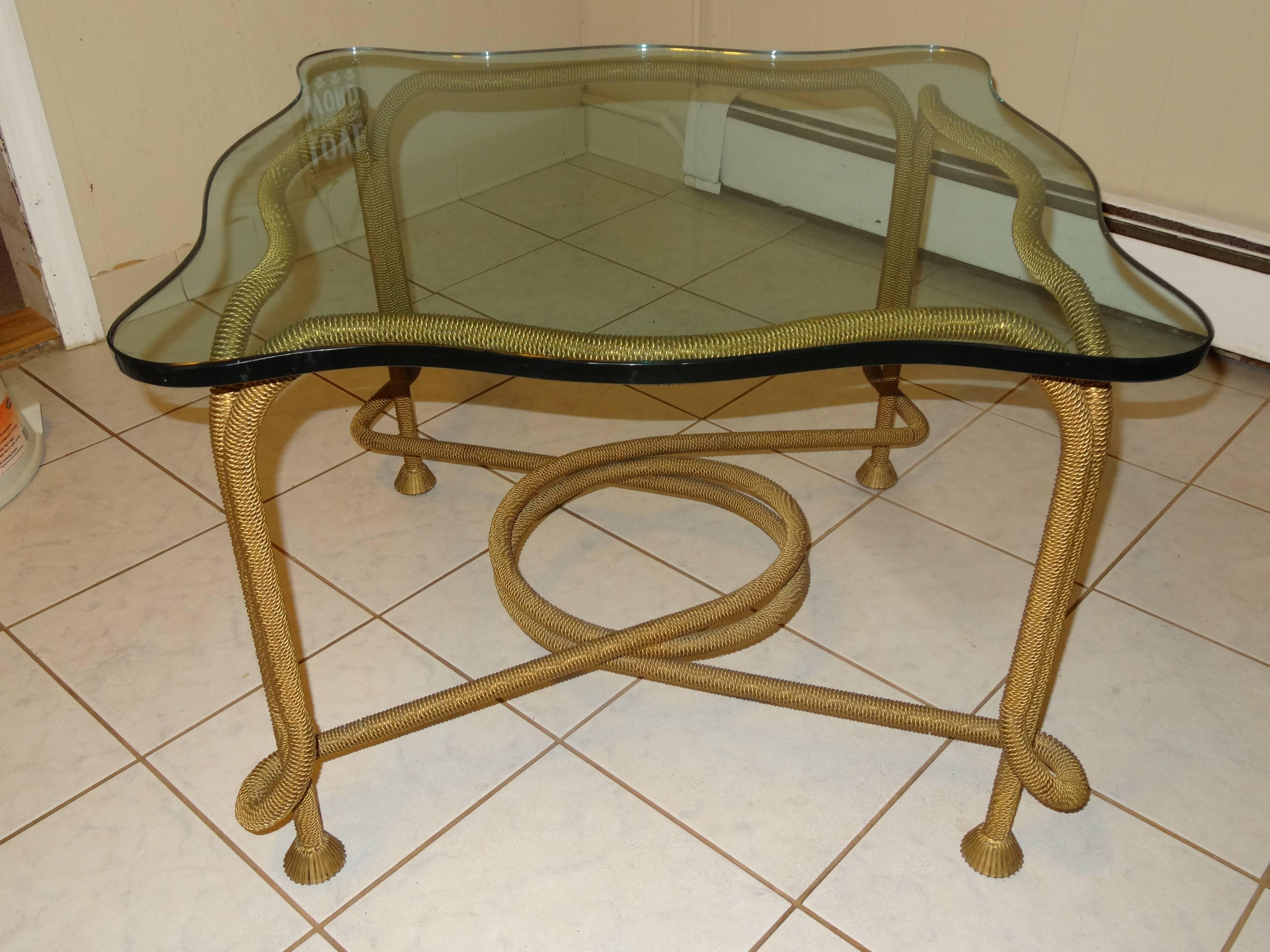 Art Deco French Beaded Rope Table For Sale