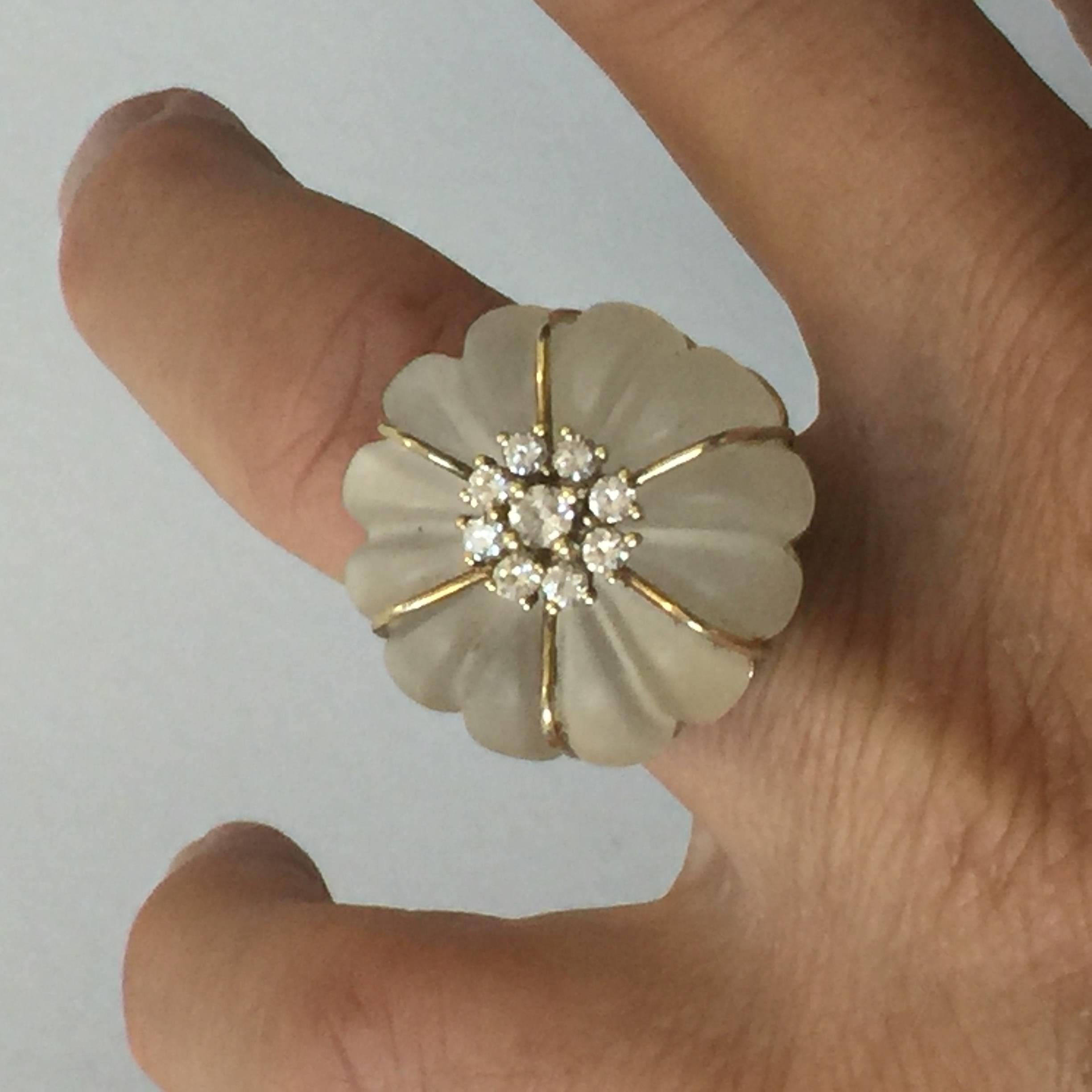 Rock Crystal or Diamond David Webb Inspired Ring, 1970s In Excellent Condition In North Miami, FL