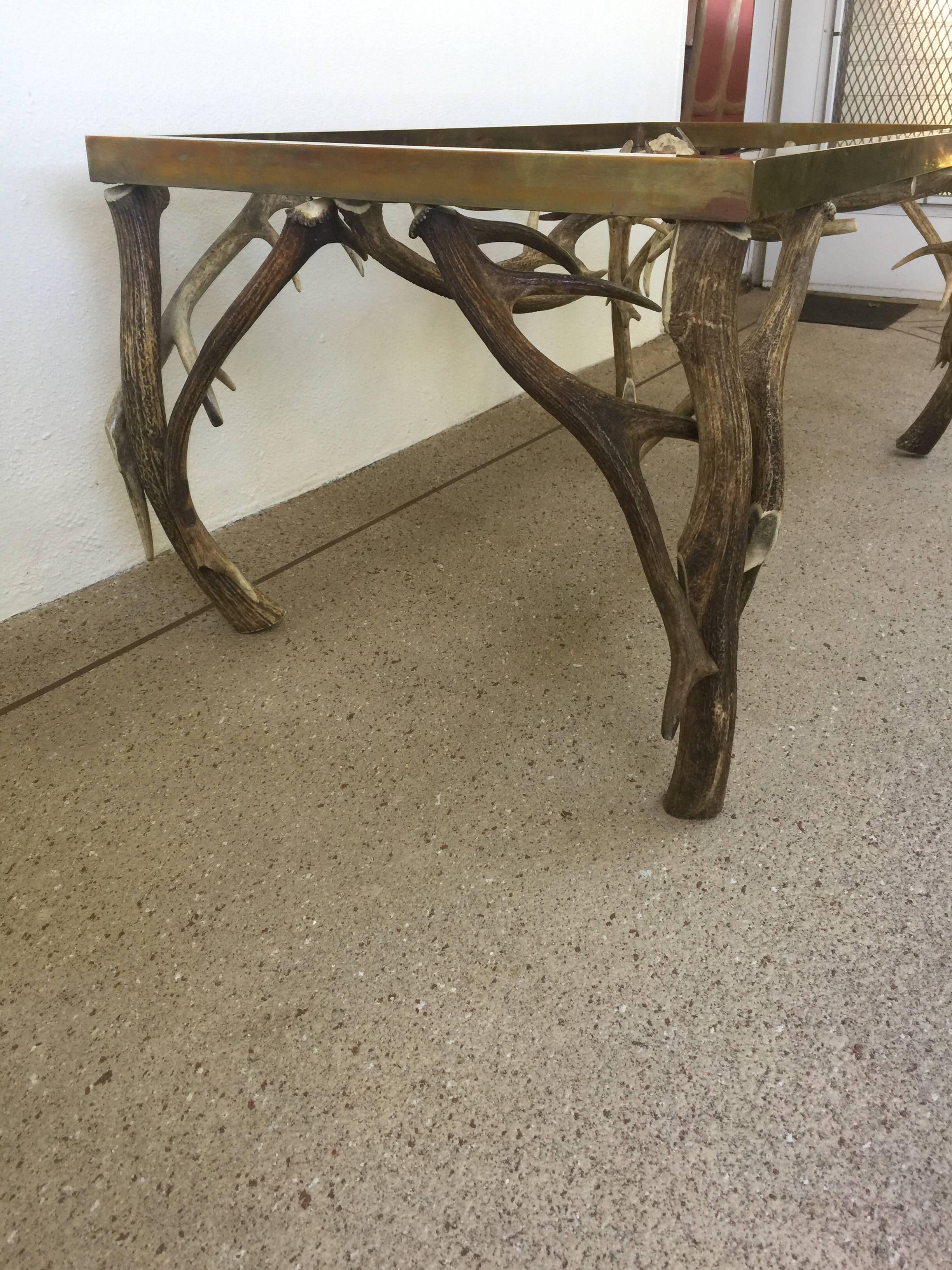 Horn/Brass Coffee Table atteibuted to Anthony Redmile In Good Condition In North Miami, FL