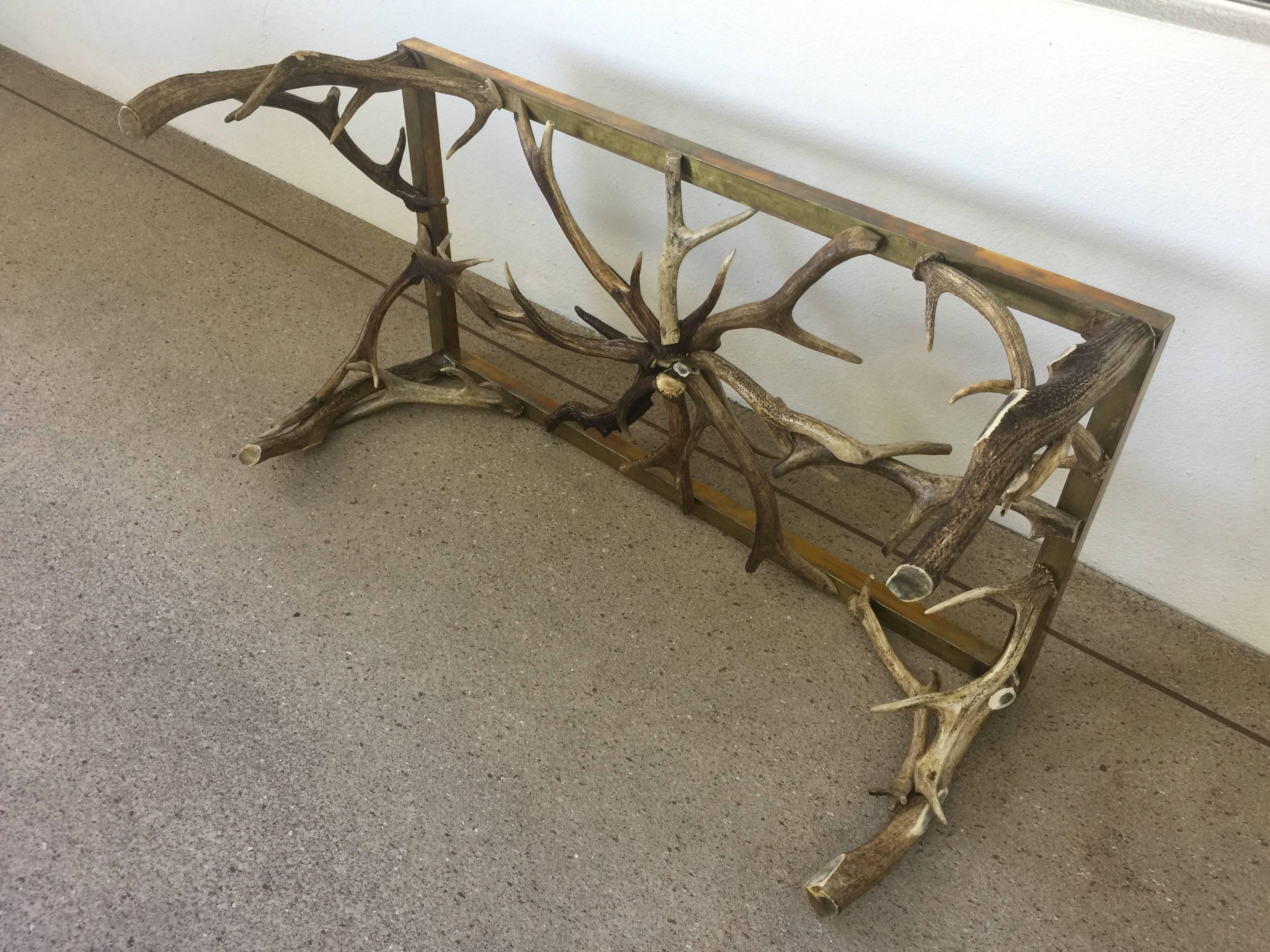 Antler Horn/Brass Coffee Table atteibuted to Anthony Redmile