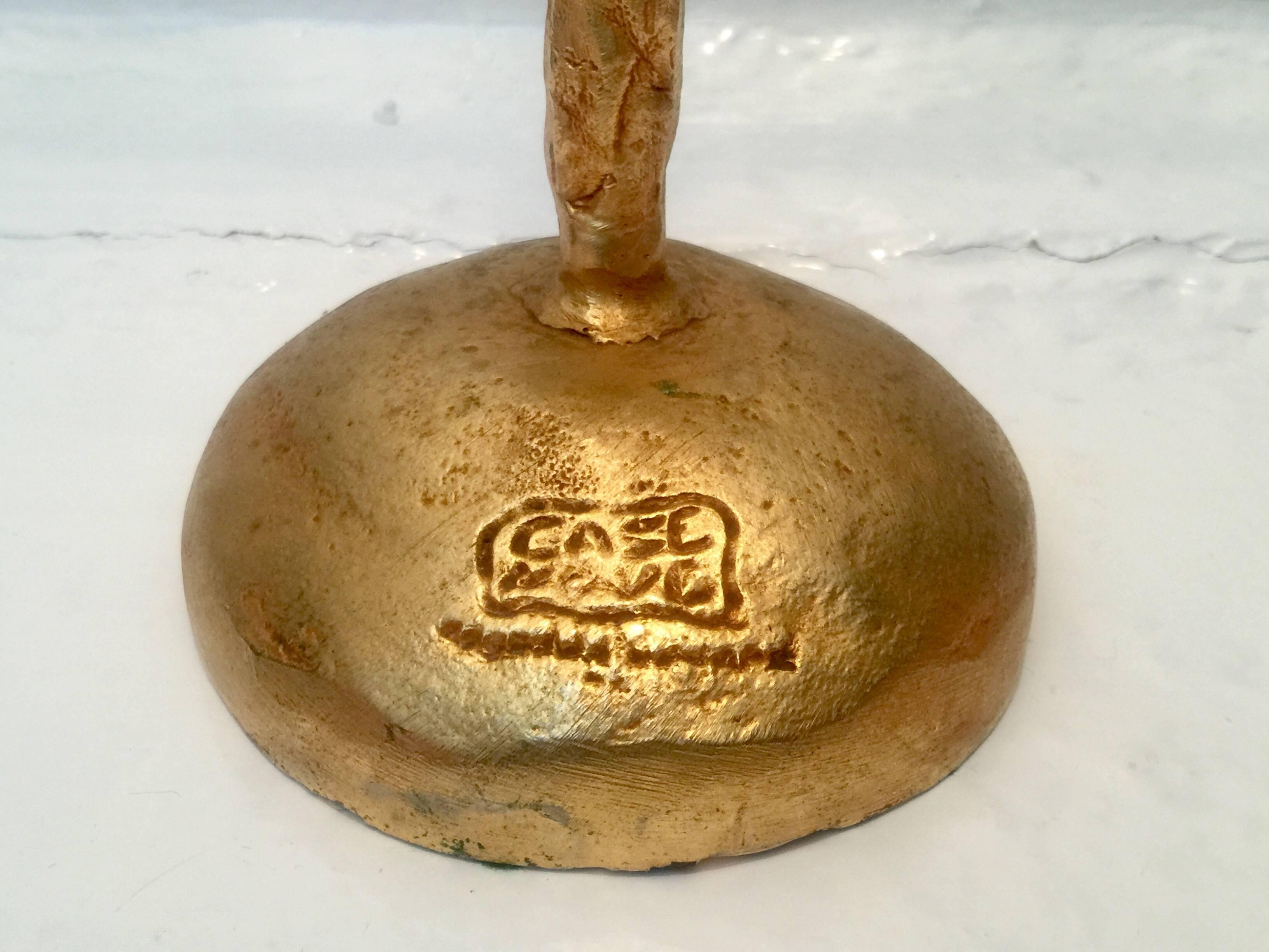 Modern Gilded Bronze Candleholder by Pierre Casenove For Sale