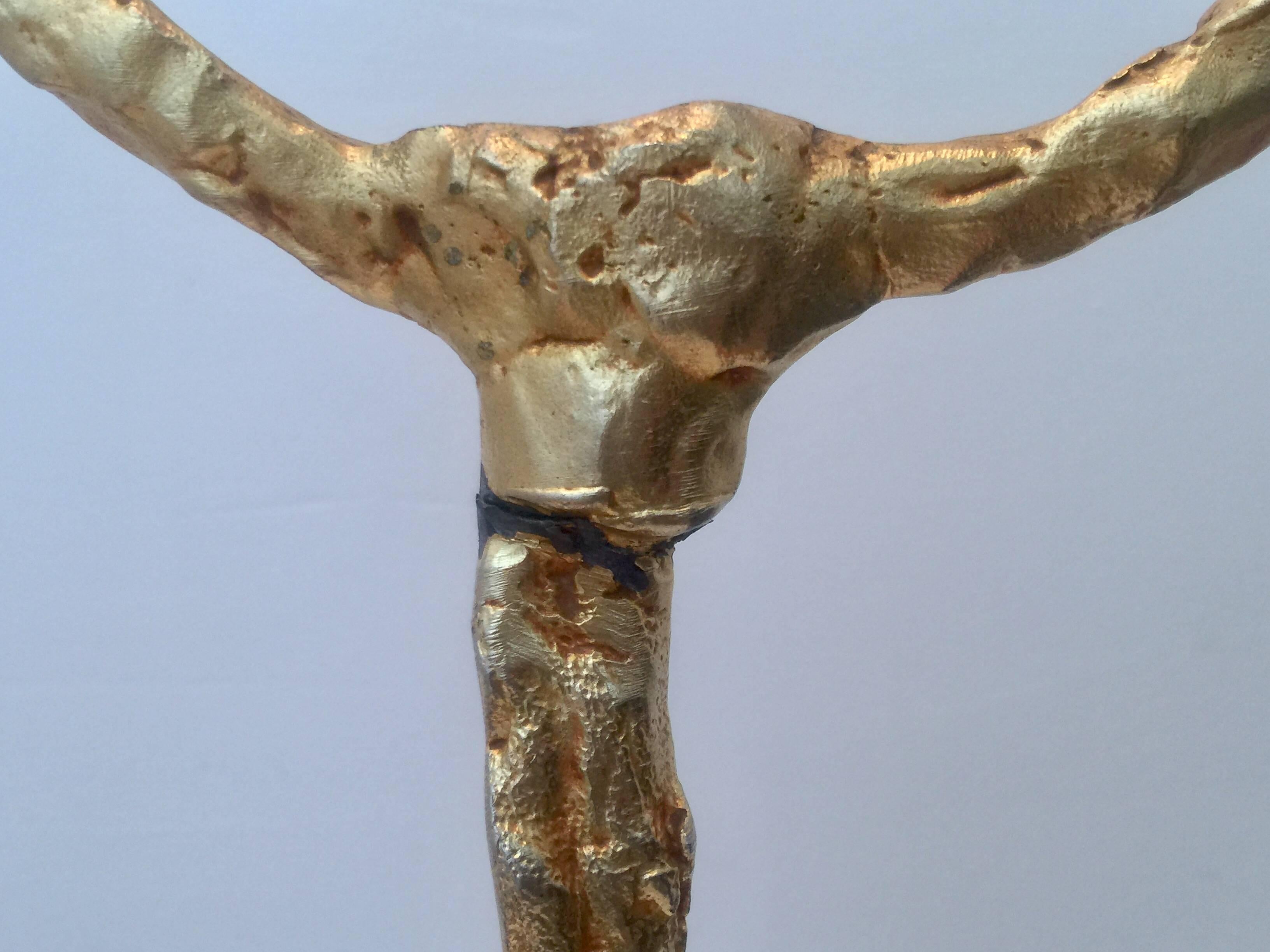 Late 20th Century Gilded Bronze Candleholder by Pierre Casenove For Sale