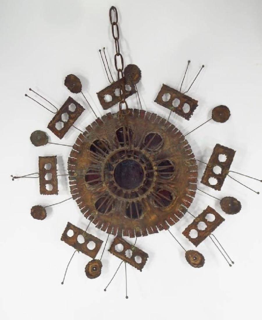 A rare and unusual wall sculpture signed and dated by Curtis Jere.
Sculpture is in the Brutalist style and has fantastic patina to the mixed metals 
This piece is highlighted with bezel set resin inserts.
Approx 3