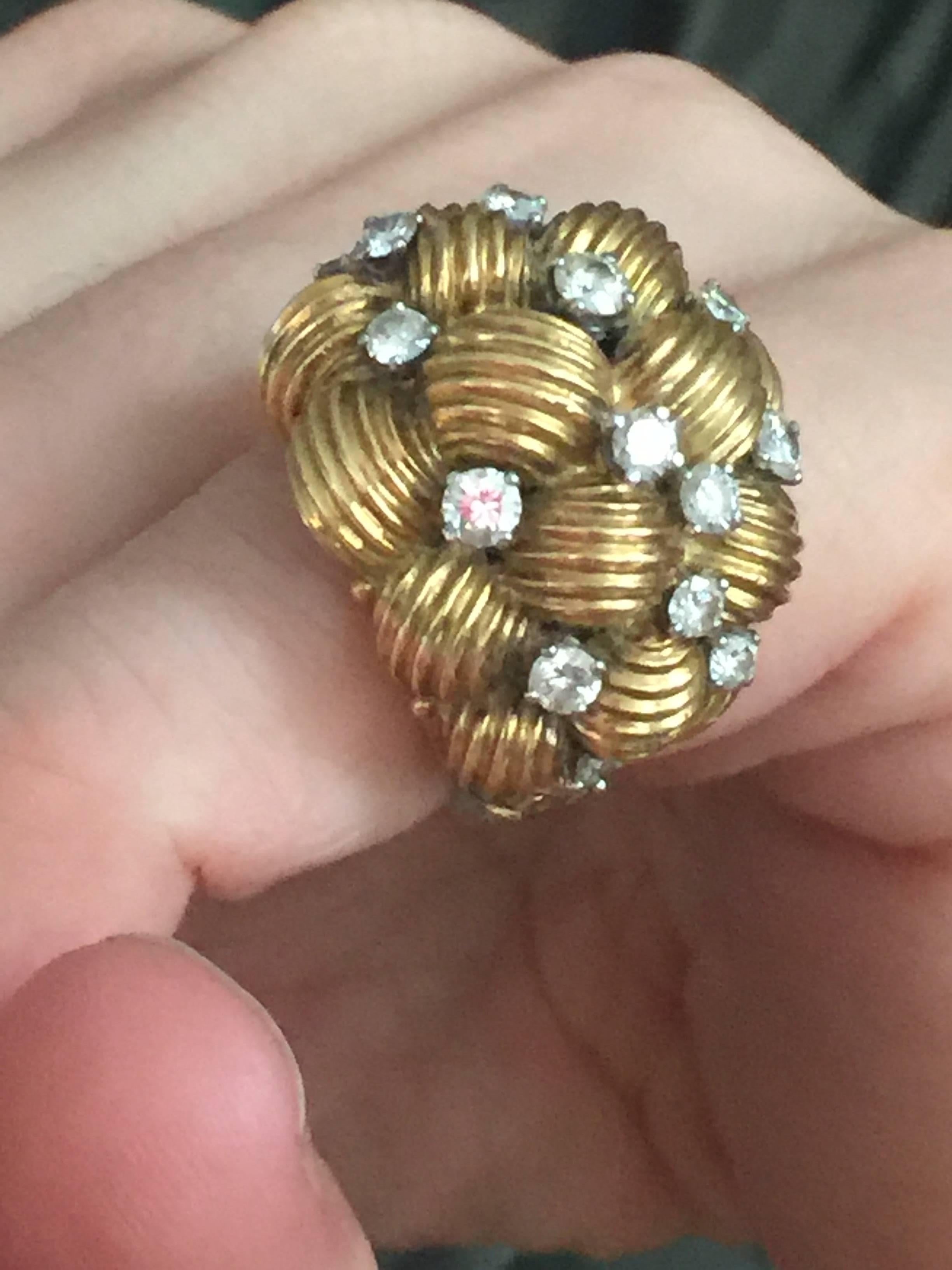 Diamond and Gold Cocktail Ring For Sale 1