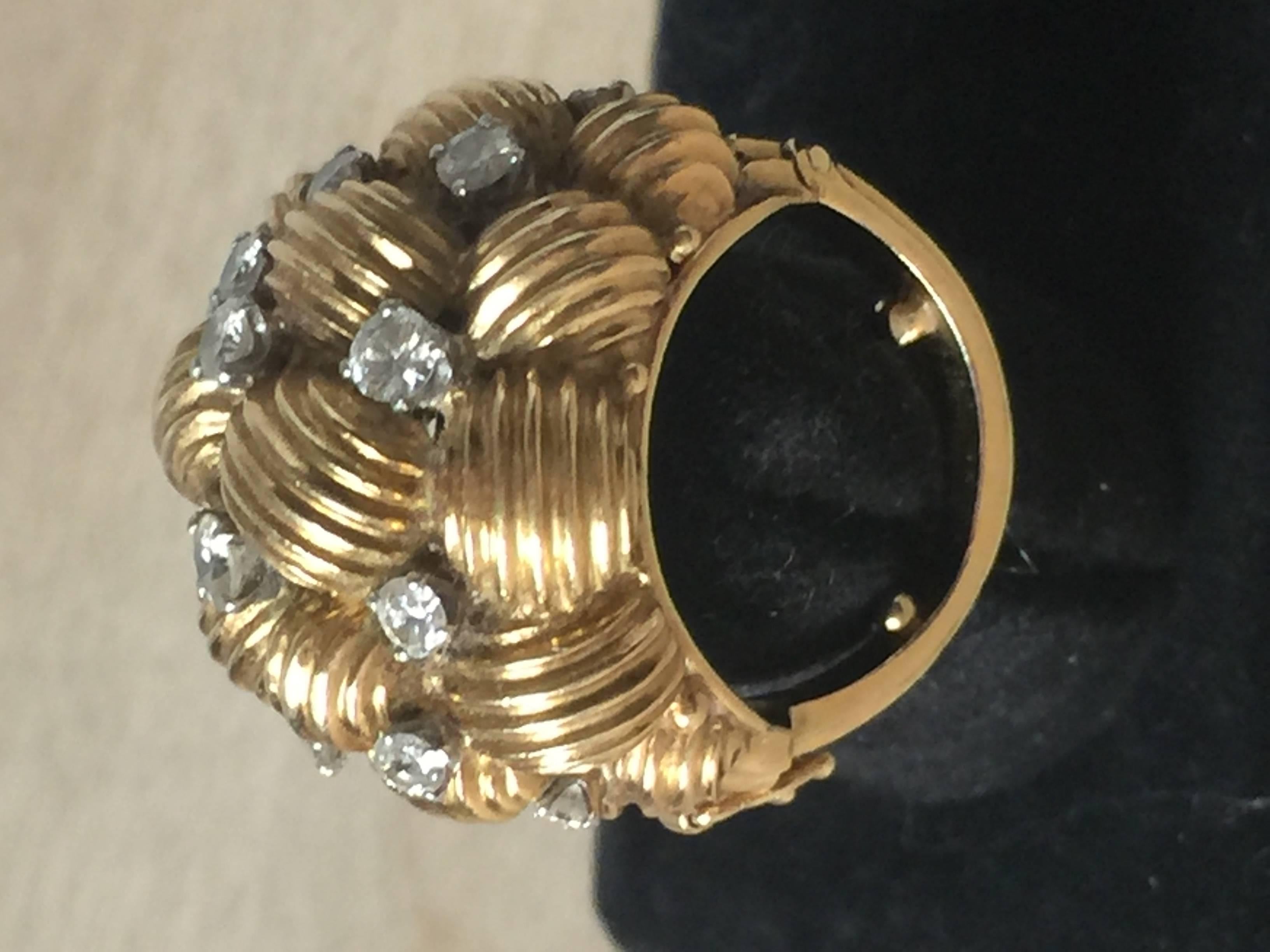 Diamond and Gold Cocktail Ring For Sale 2