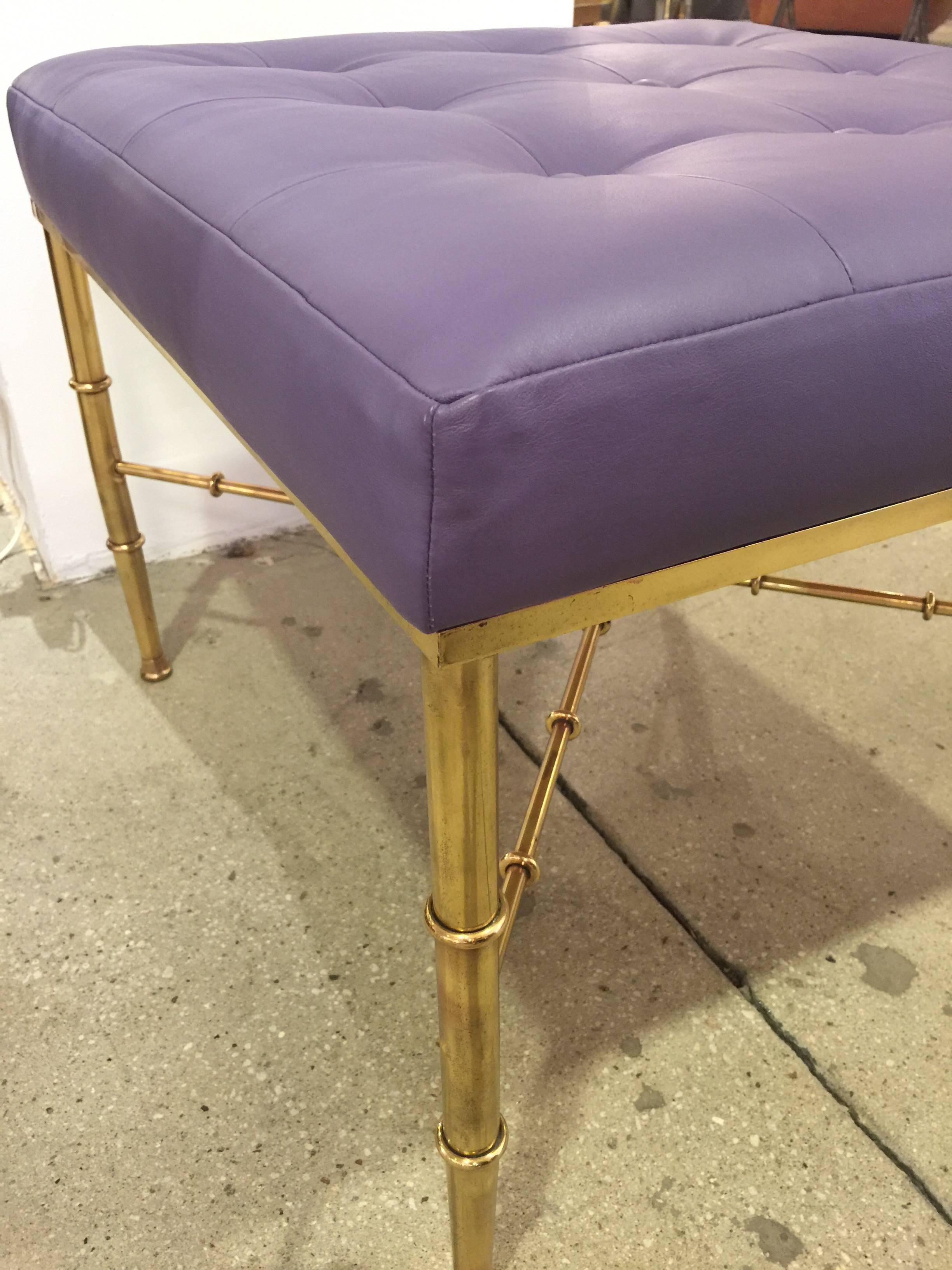 Brass Faux Bamboo Bench In Good Condition In North Miami, FL