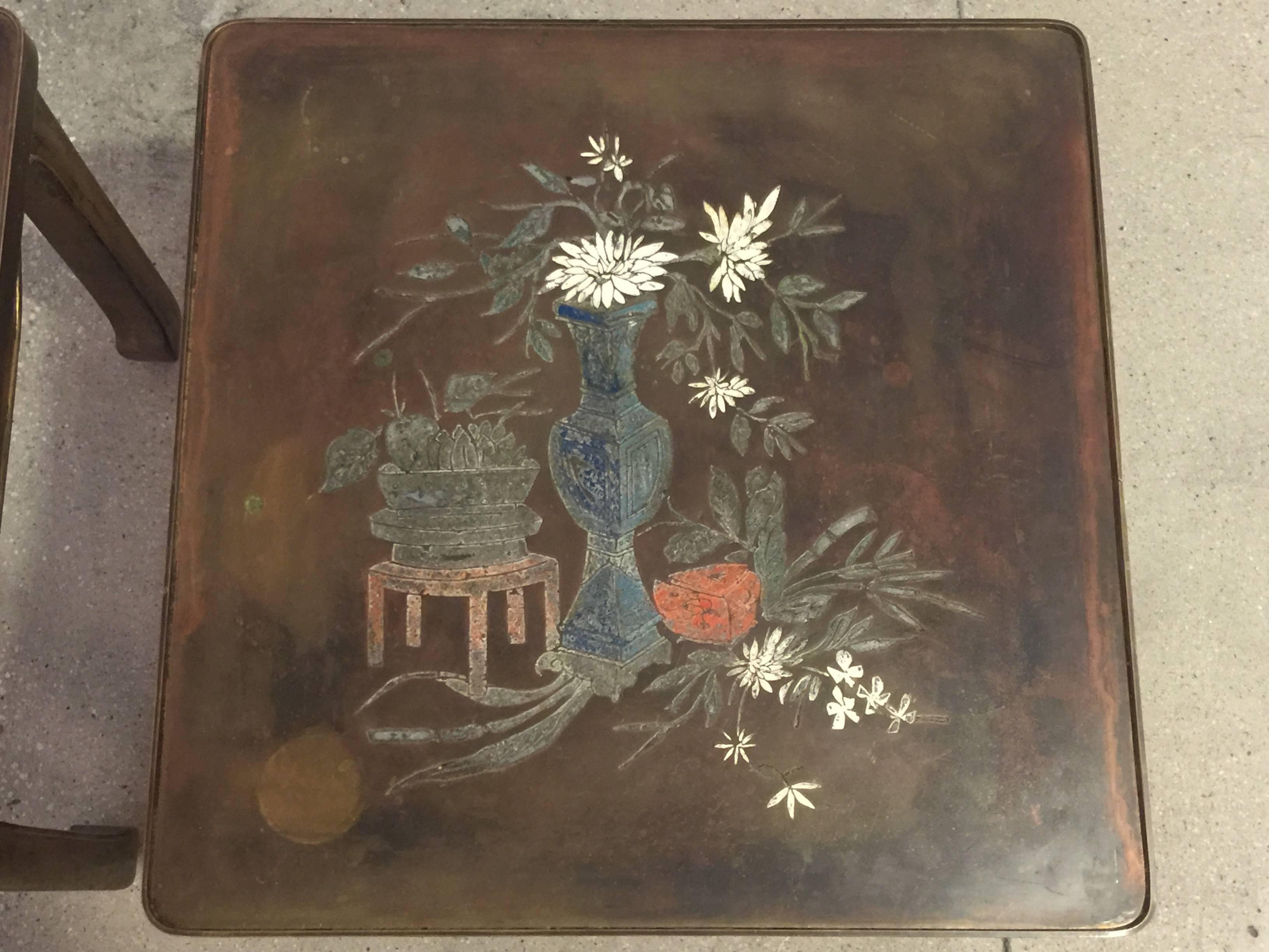 Etched Pair of Philip and Kelvin LaVerne Tables