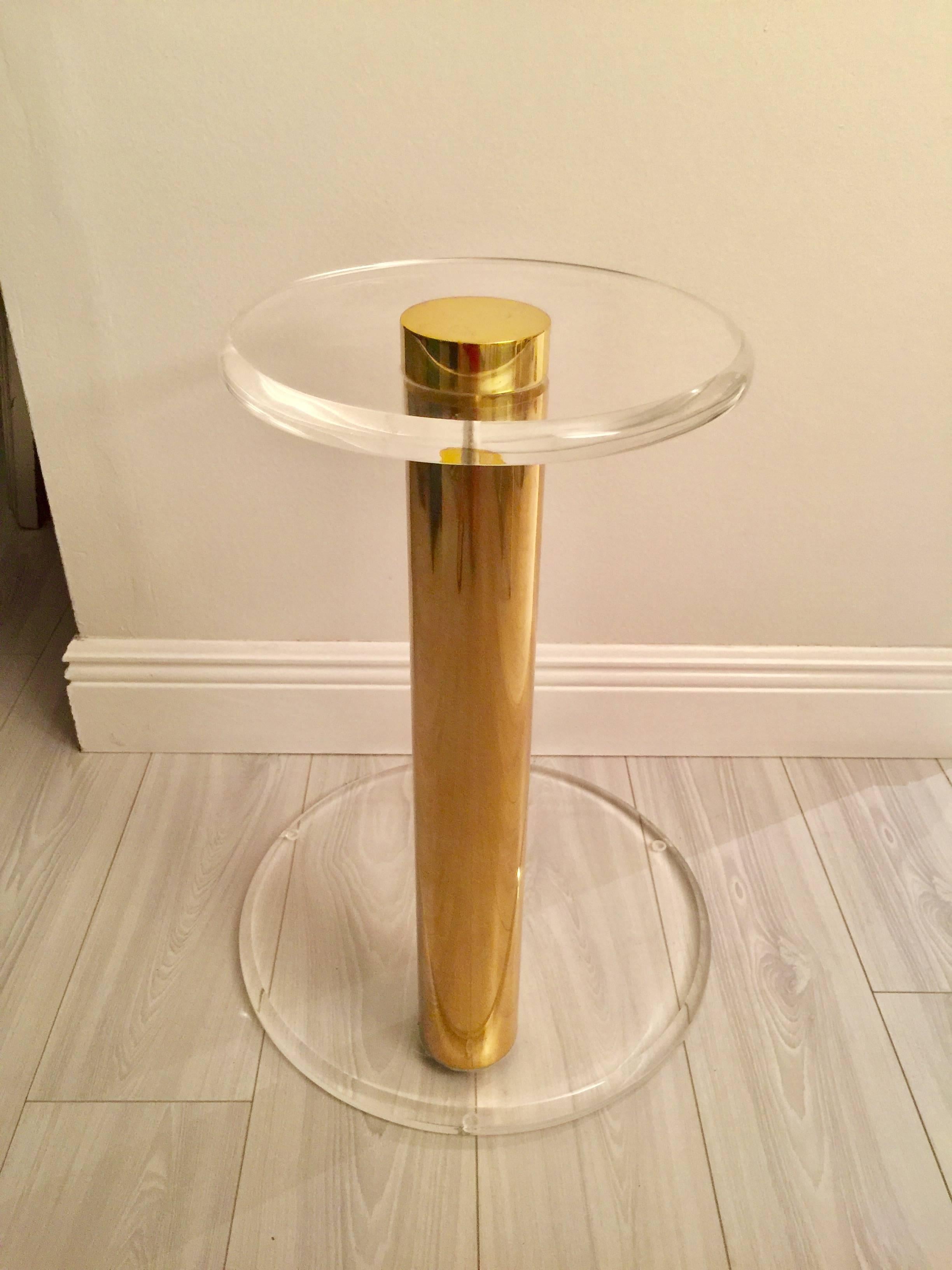 Plated Lucite Drinks Table in the Style of Karl Springer