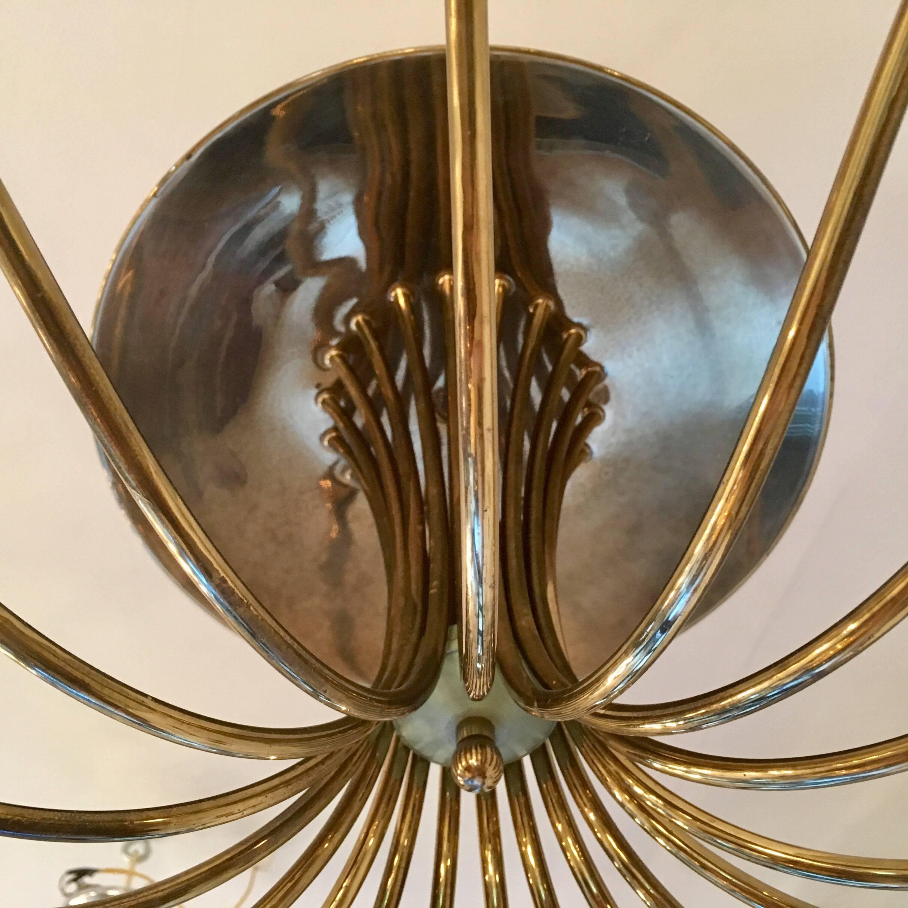 Large Italian Mid-Century Ragno, 1950s Sputnik Chandelier In Excellent Condition In New York, NY
