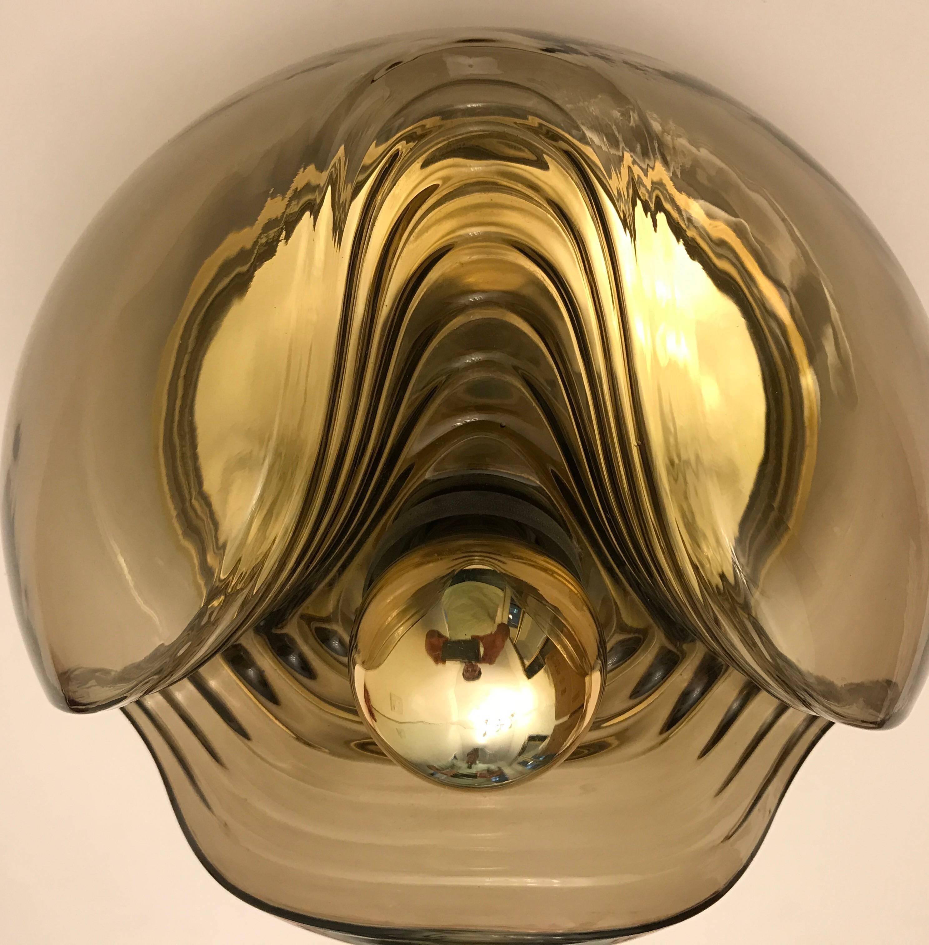 Glass Pair of 1960s German Space Age Peill and Putzler Wave Wall Lights