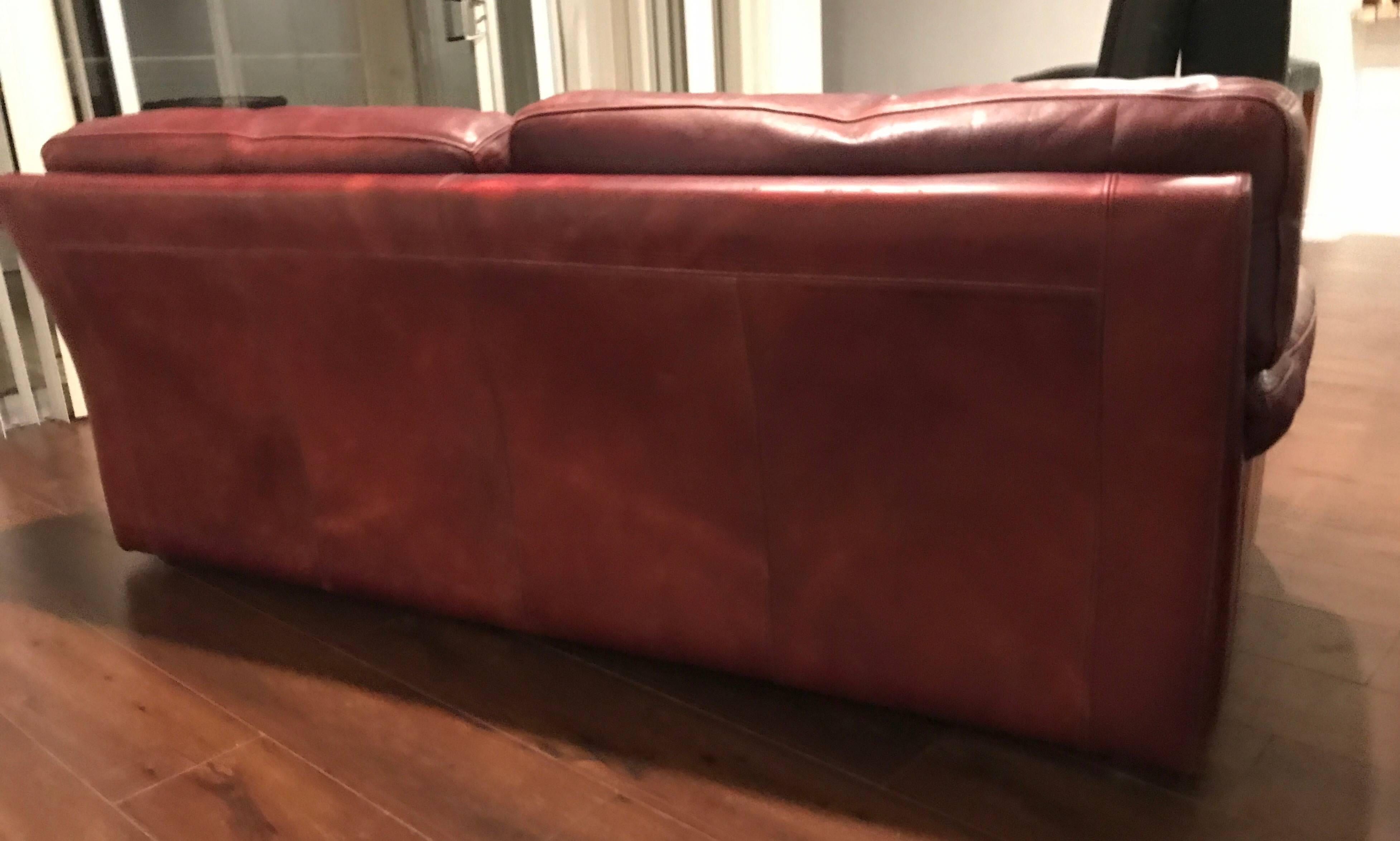 Finnish Roche Bobois French 1980s Oxblood Leather Sofa