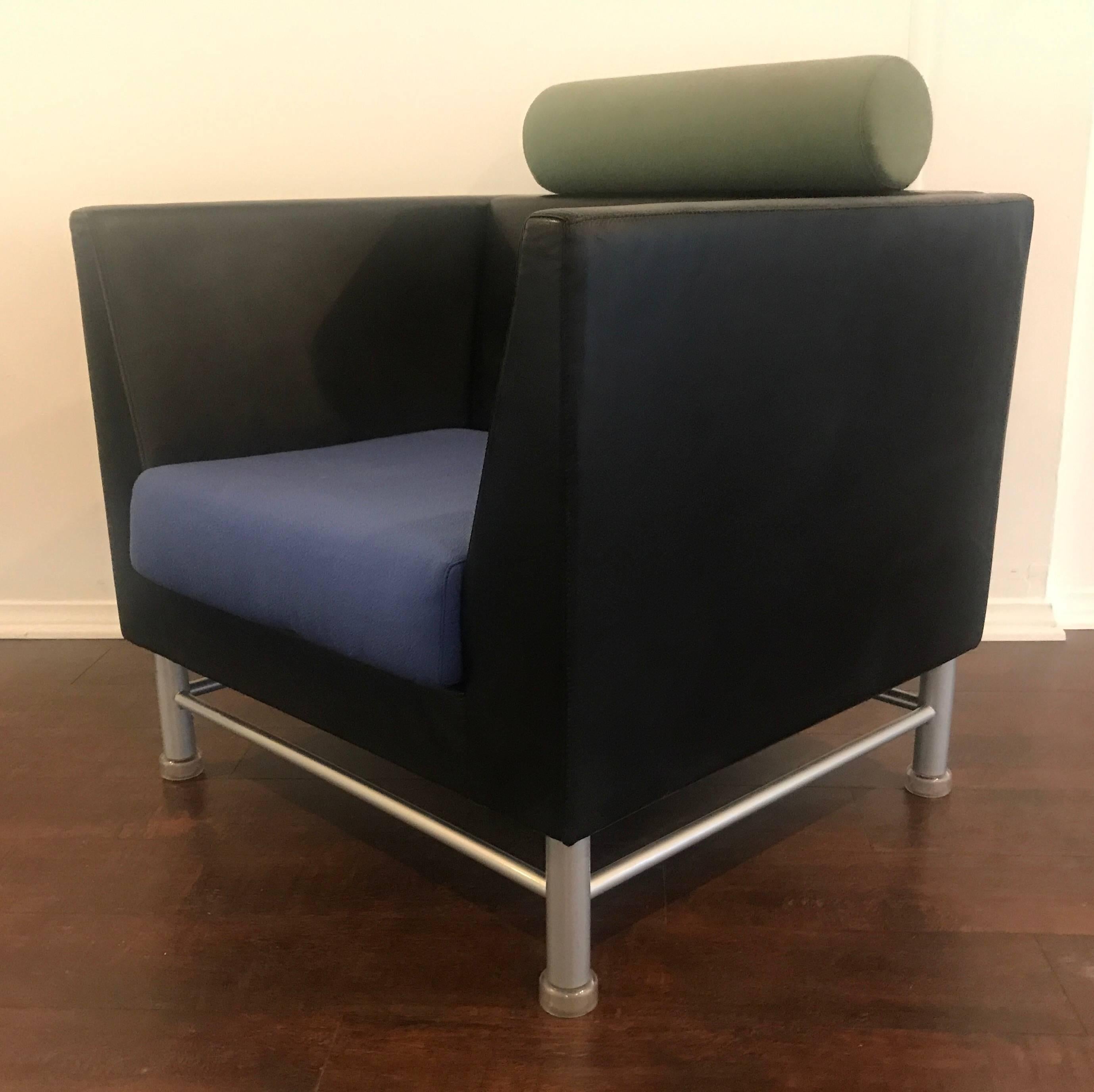Steel Ettore Sottsass Knoll East Side Chairs 1980s Leather