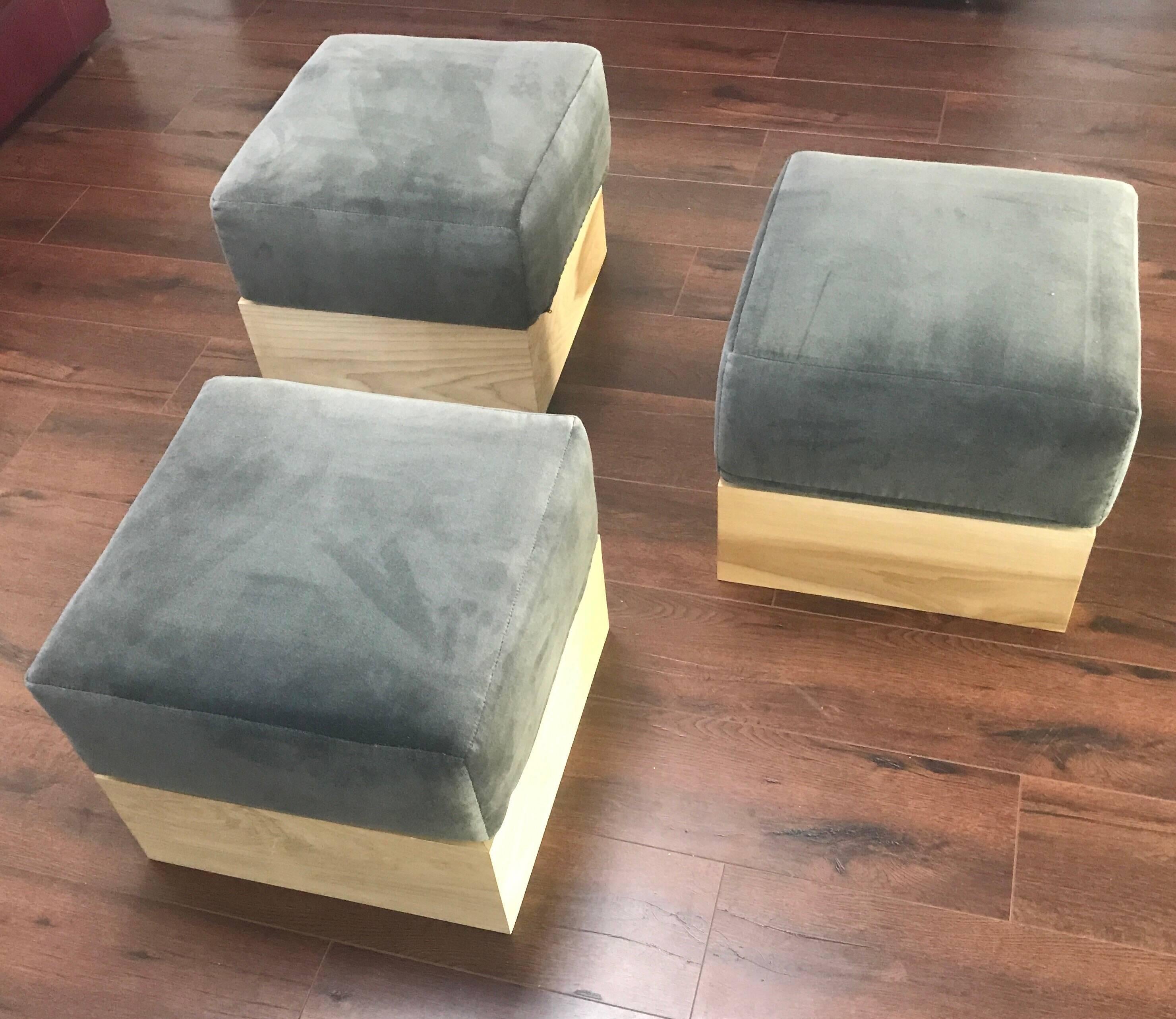 Contemporary Haas Brothers  Set of  Three Modernist Ottomans