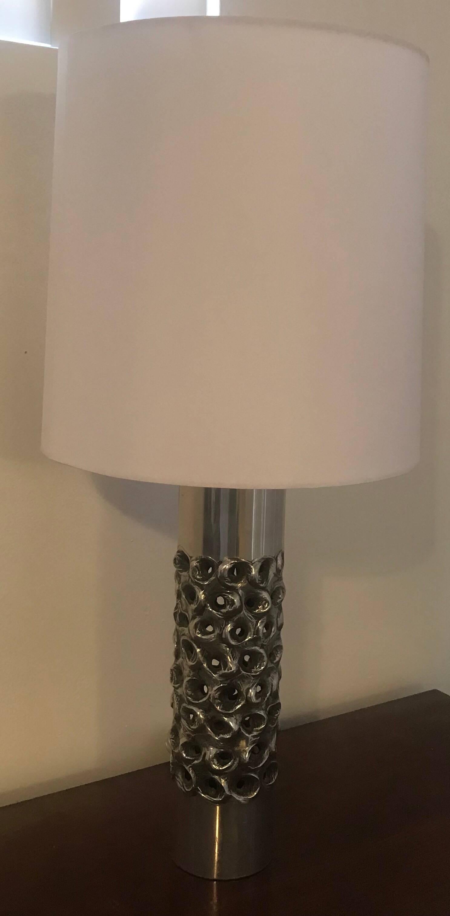 Chrome W. Luyckx Aluclair Belgian 1970s Table Lamp For Sale